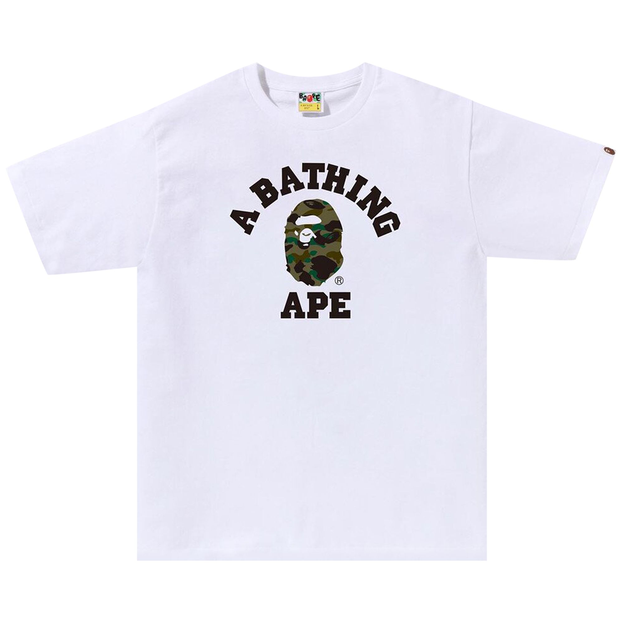 Pre-owned Bape 1st Camo College Tee 'white/green'