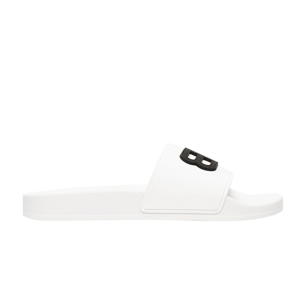 Pre-owned Balenciaga Wmns Pool Slides 'white Black' | Women's Size 36
