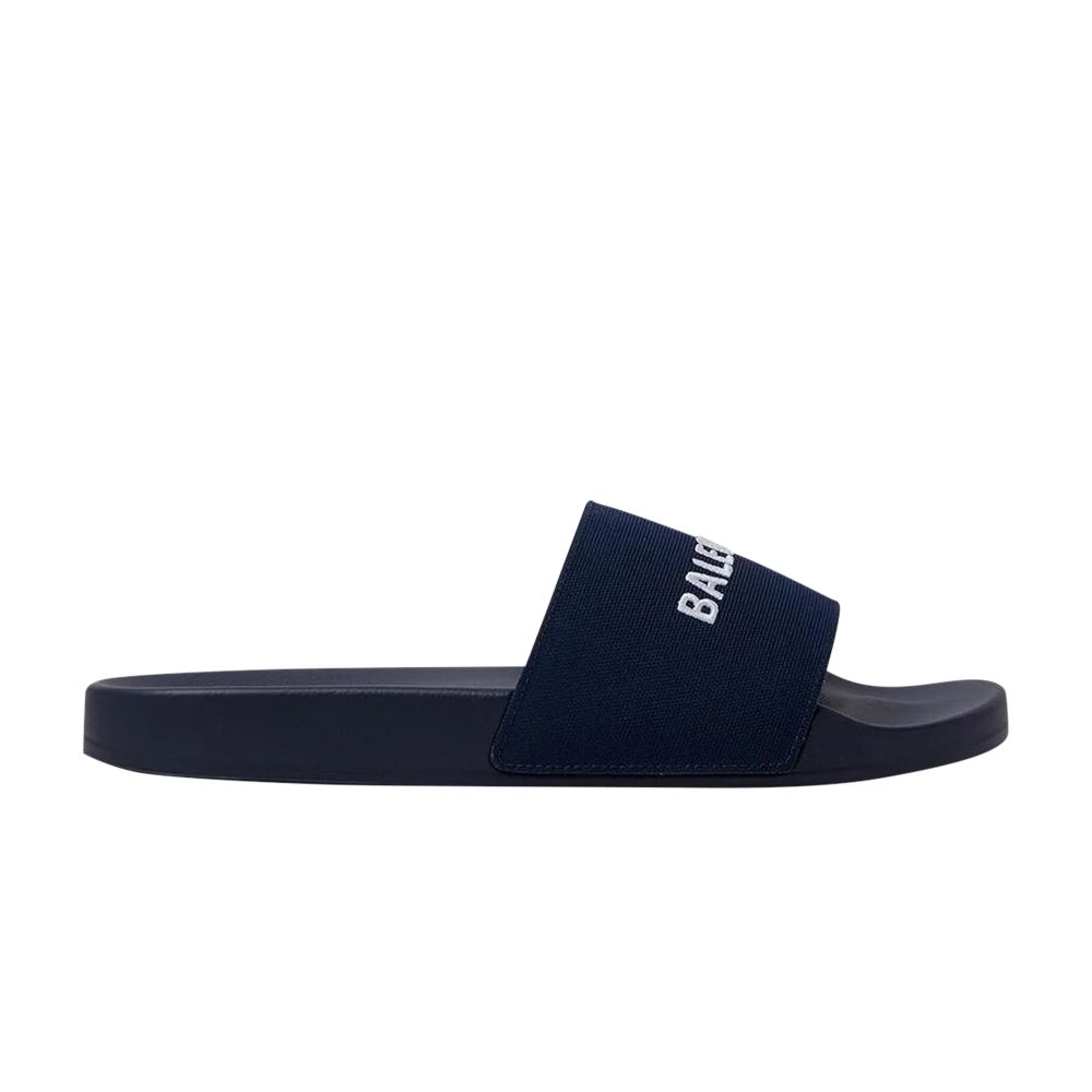 Balenciaga Logo Embroidered Pool Slides 'Navy' | Blue | Men's Size 44