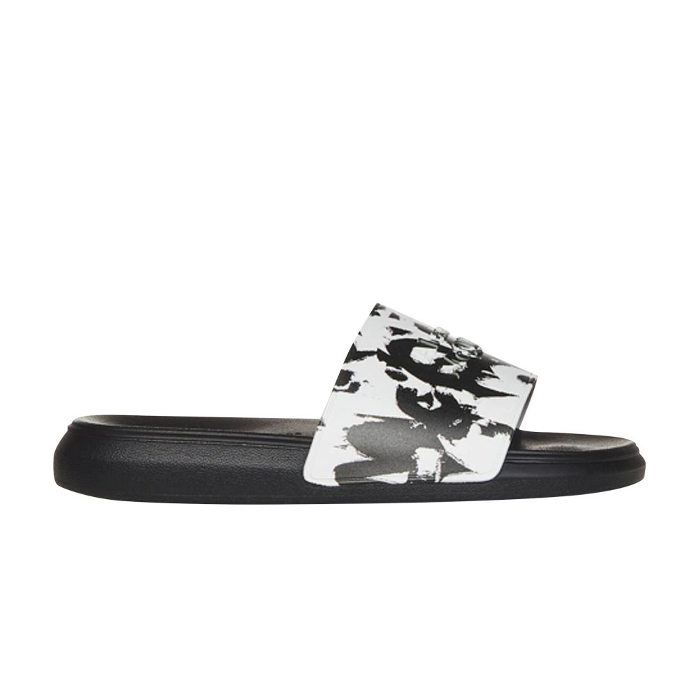 Pre-owned Alexander Mcqueen Rubber Pool Slide 'graffiti - White Black' | Men's Size 39