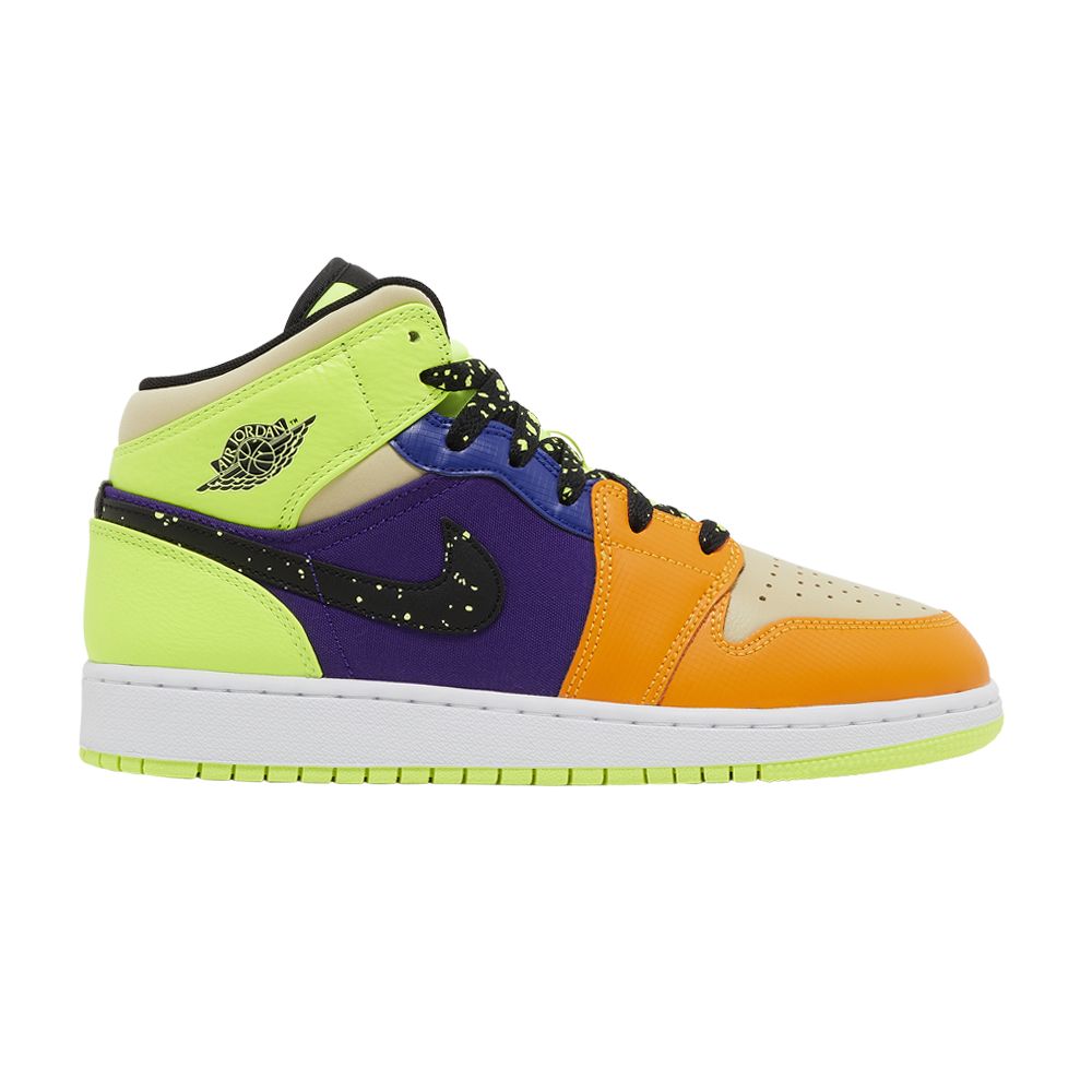 Pre-owned Air Jordan 1 Mid Se Gs 'volt Vivid Orange' | Multi-color | Kid's Size 6