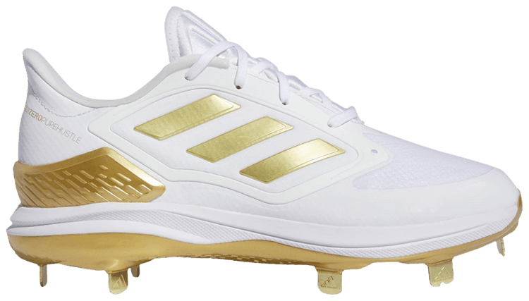 White and gold adidas baseball cleats sales