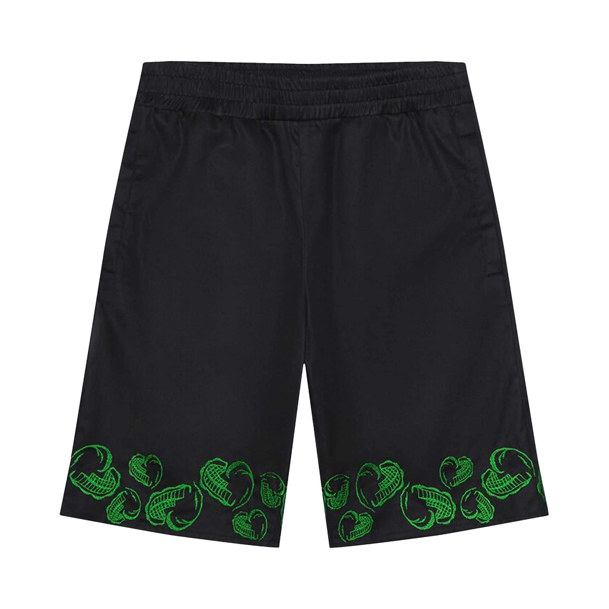 Pre-owned Veert Heart Embroidered Shorts 'black/green'