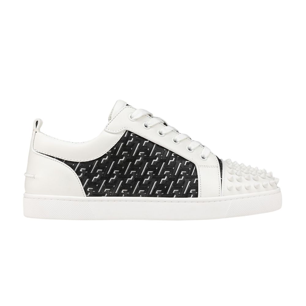 Pre-owned Christian Louboutin Louis Junior Spikes Orlato Flat 'cl Monogram - White Black'