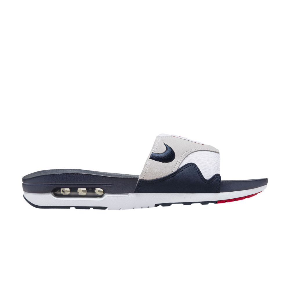 Pre-owned Nike Air Max 1 Slide 'obsidian' In White