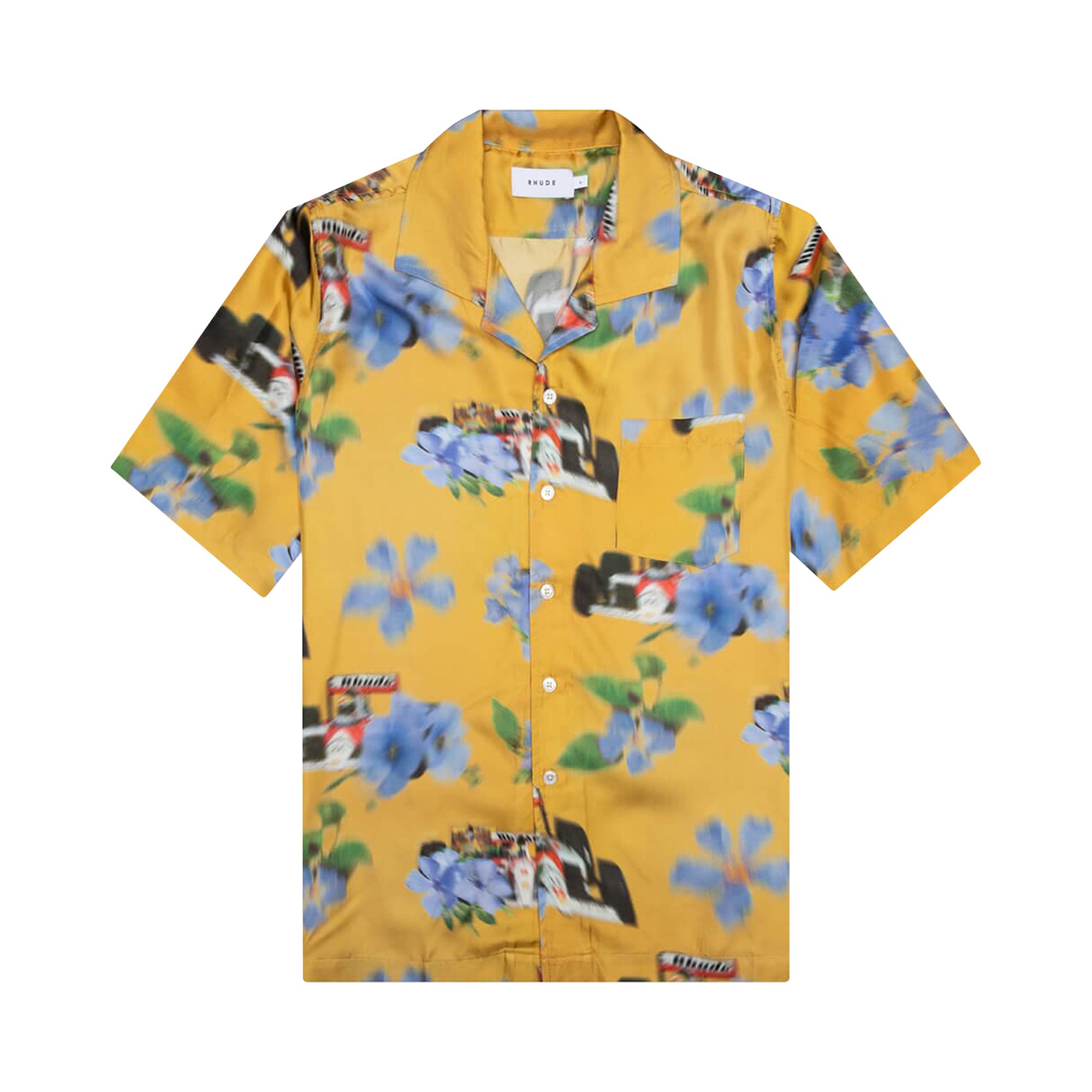 Pre-owned Rhude Loix Silk Shirt 'yellow/multicolor' | Men's Size M