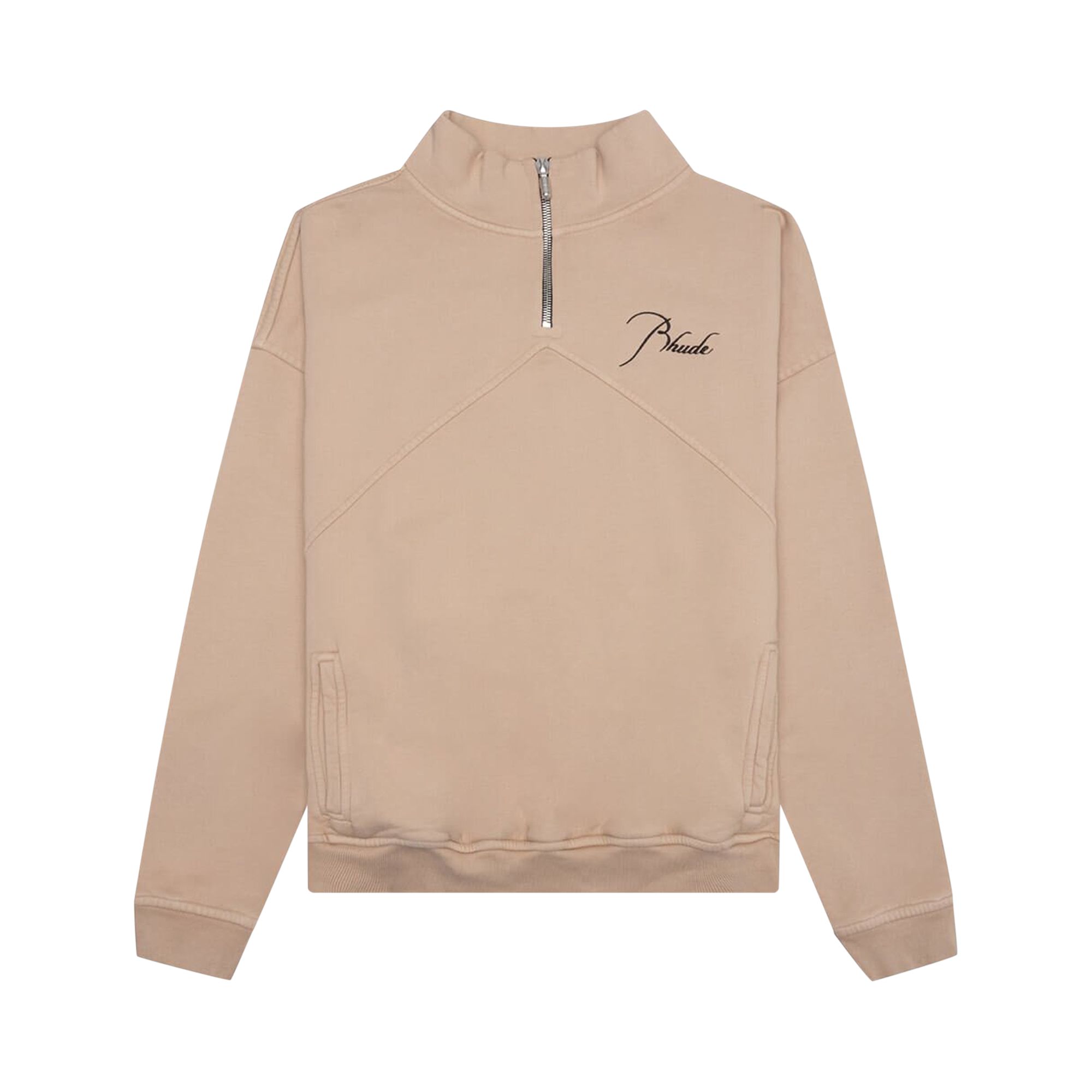 Pre-owned Rhude Logo Embroidered High Neck Sweatshirt 'sand' | Tan | Men's Size Xxl