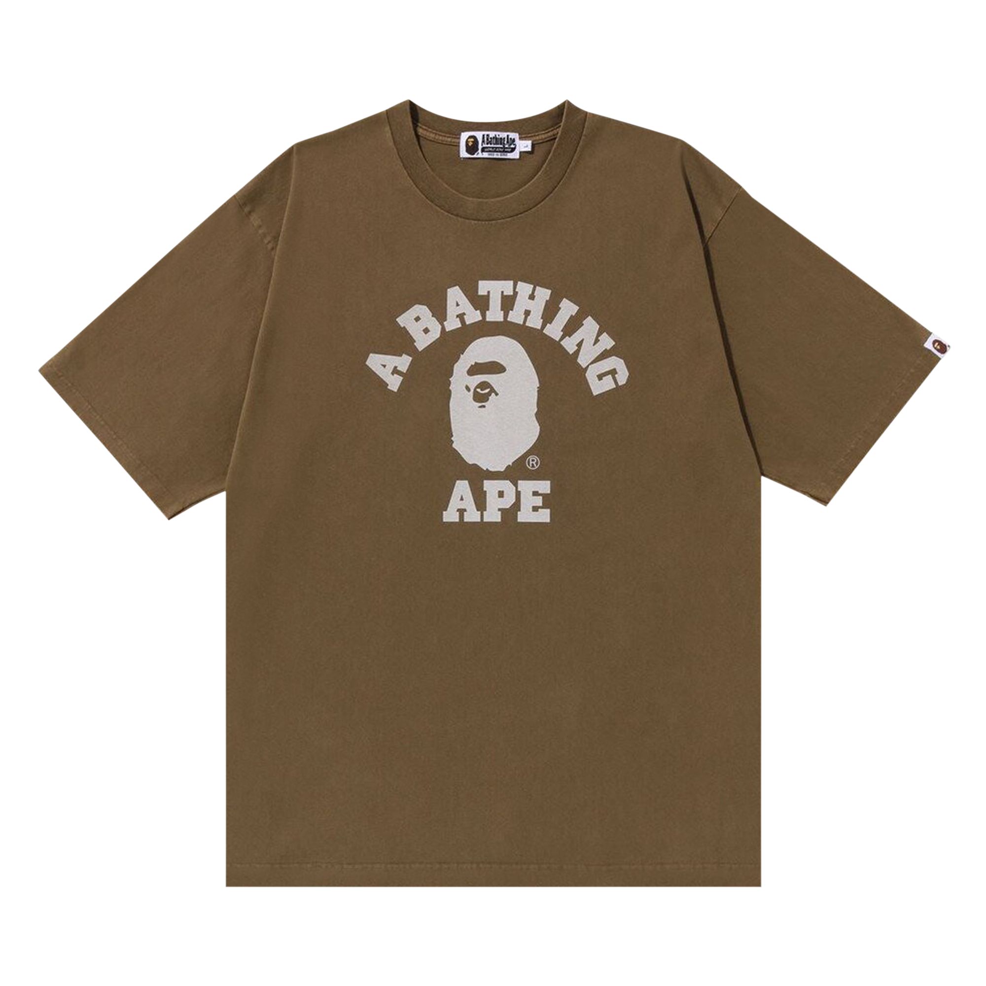 BAPE BAPE STONE WASH COLLEGE RELAXED TEE 'BEIGE'