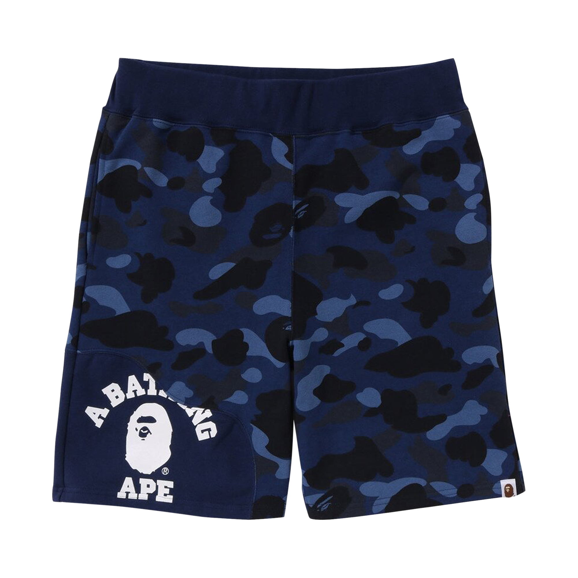 Pre-owned Bape Color Camo Cutting Sweat Shorts 'navy' In Blue