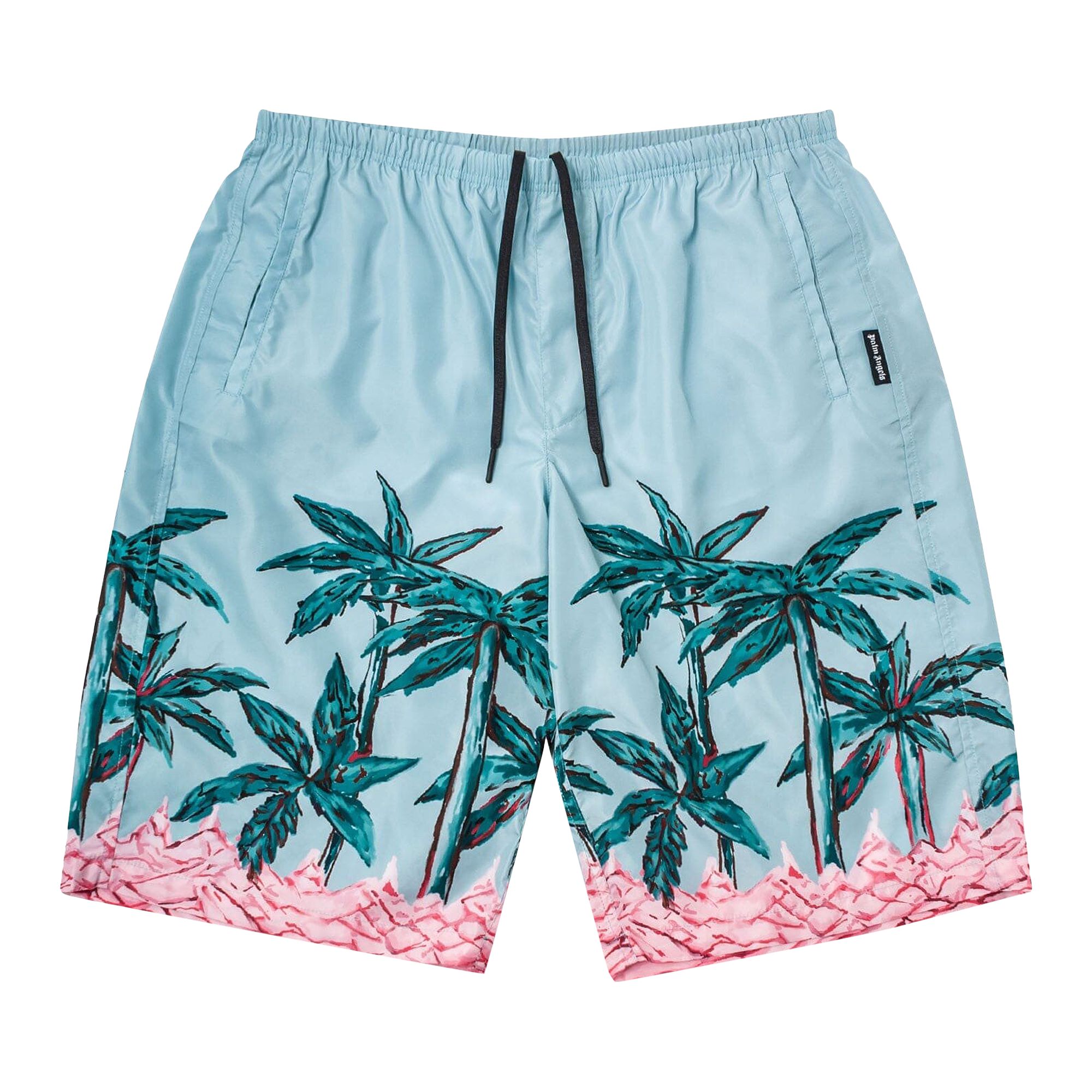 Pre-owned Palm Angels Palms Row Long Swimshorts 'light Blue'