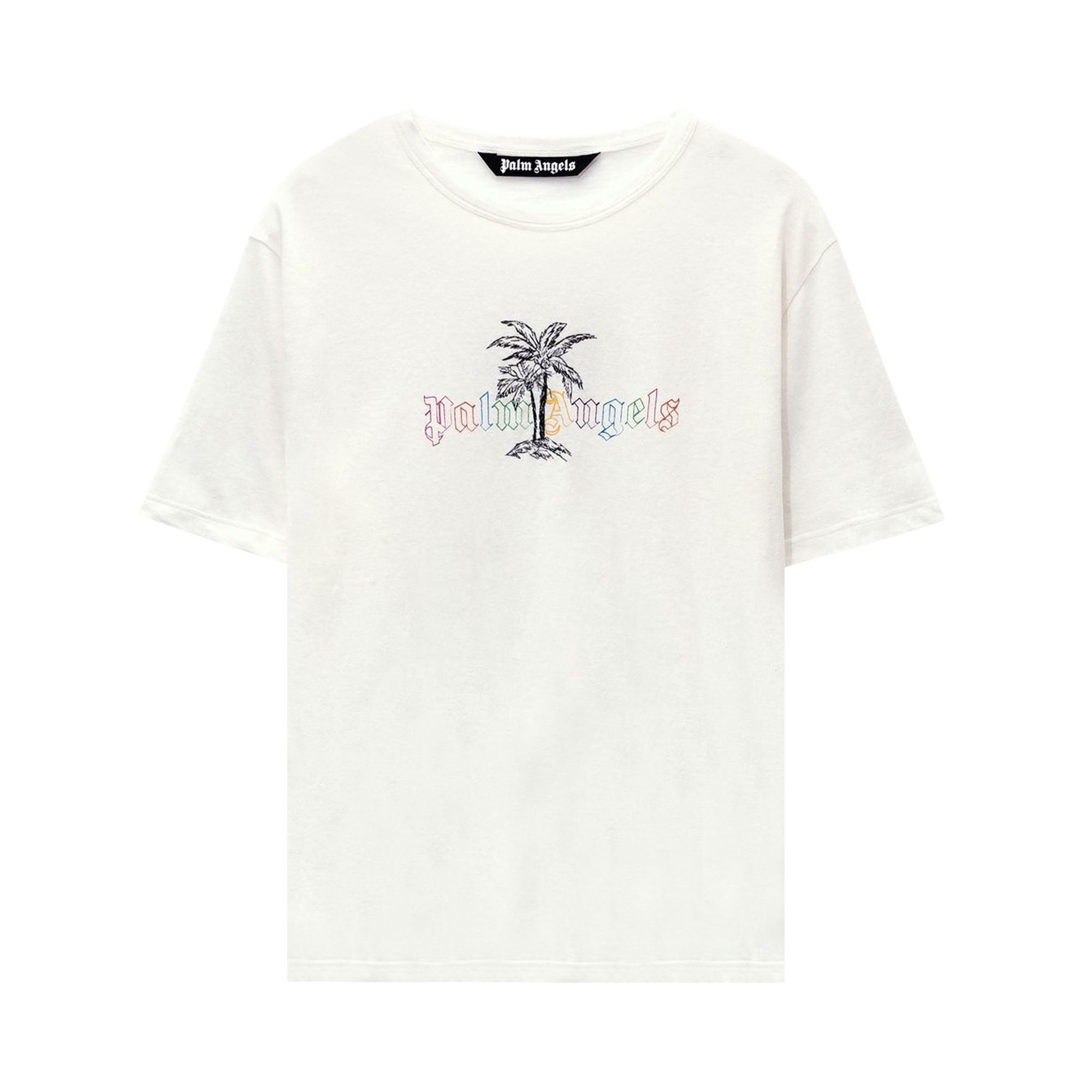Pre-owned Palm Angels Linen Collar T-shirt 'white/black'