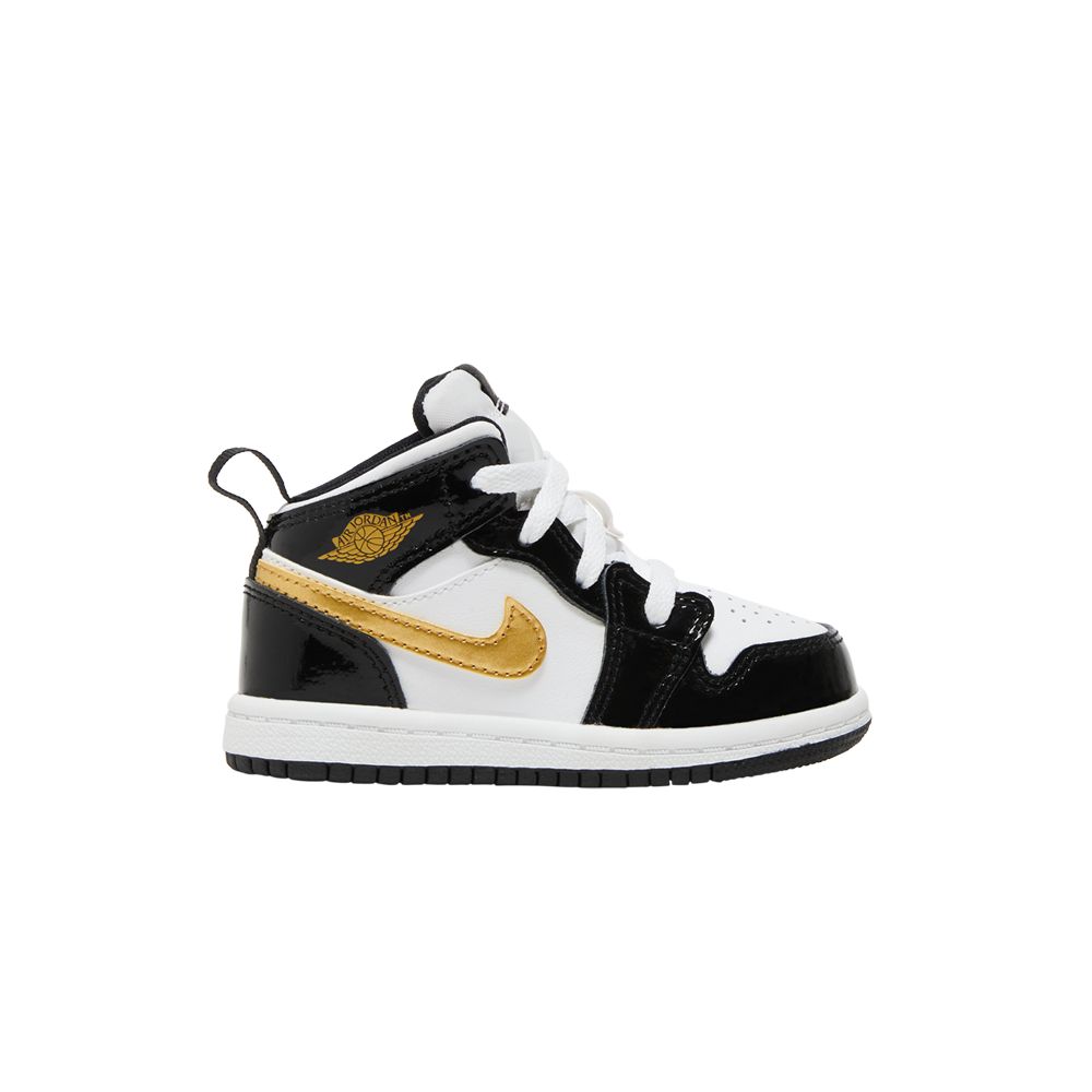 Pre-owned Air Jordan 1 Mid Patent Se Td 'black Gold' | Infant Size 9