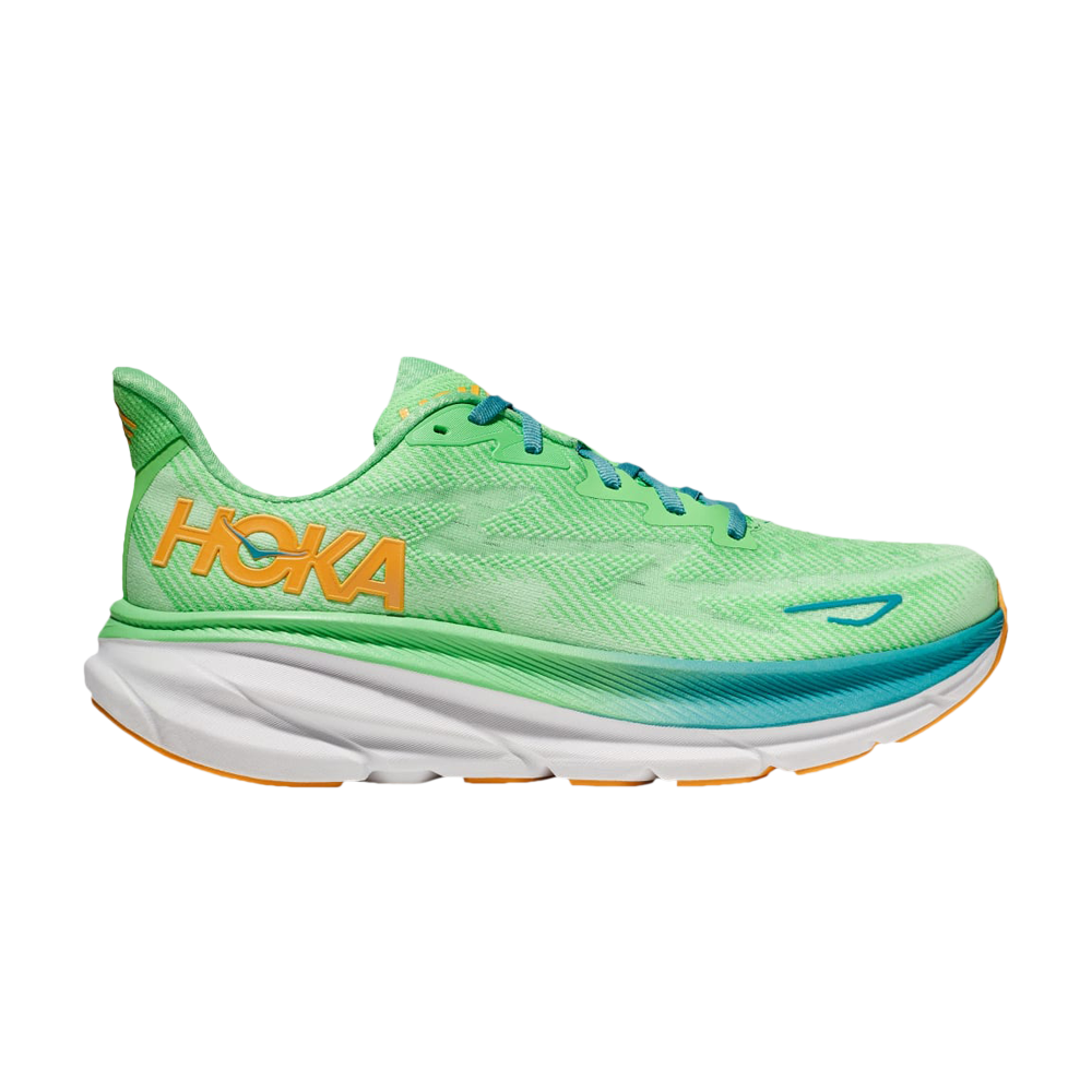 Pre-owned Hoka One One Clifton 9 Wide 'zest Lime Glow' In Green