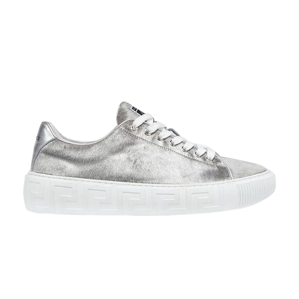Pre-owned Versace Greca Sneaker 'argento Pony Hair' | Grey | Men's Size 42