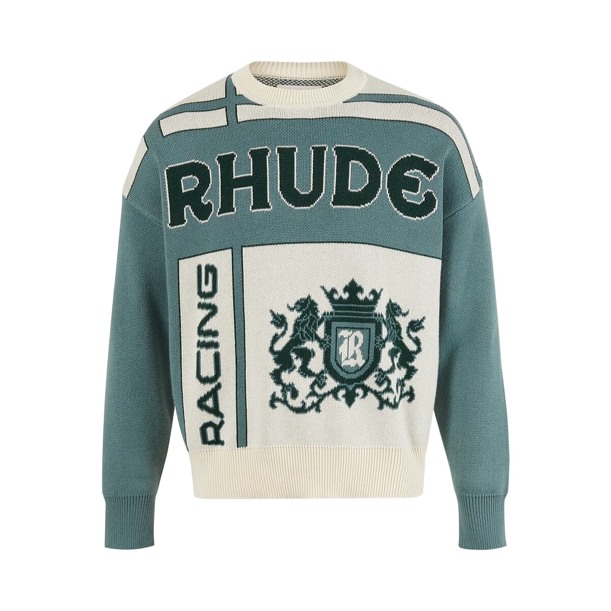 Click to view more detailed imagery on our partner's website Pre-owned Rhude Palm Knit Crewneck 'ivory/sage' | White | Men's Size Xs