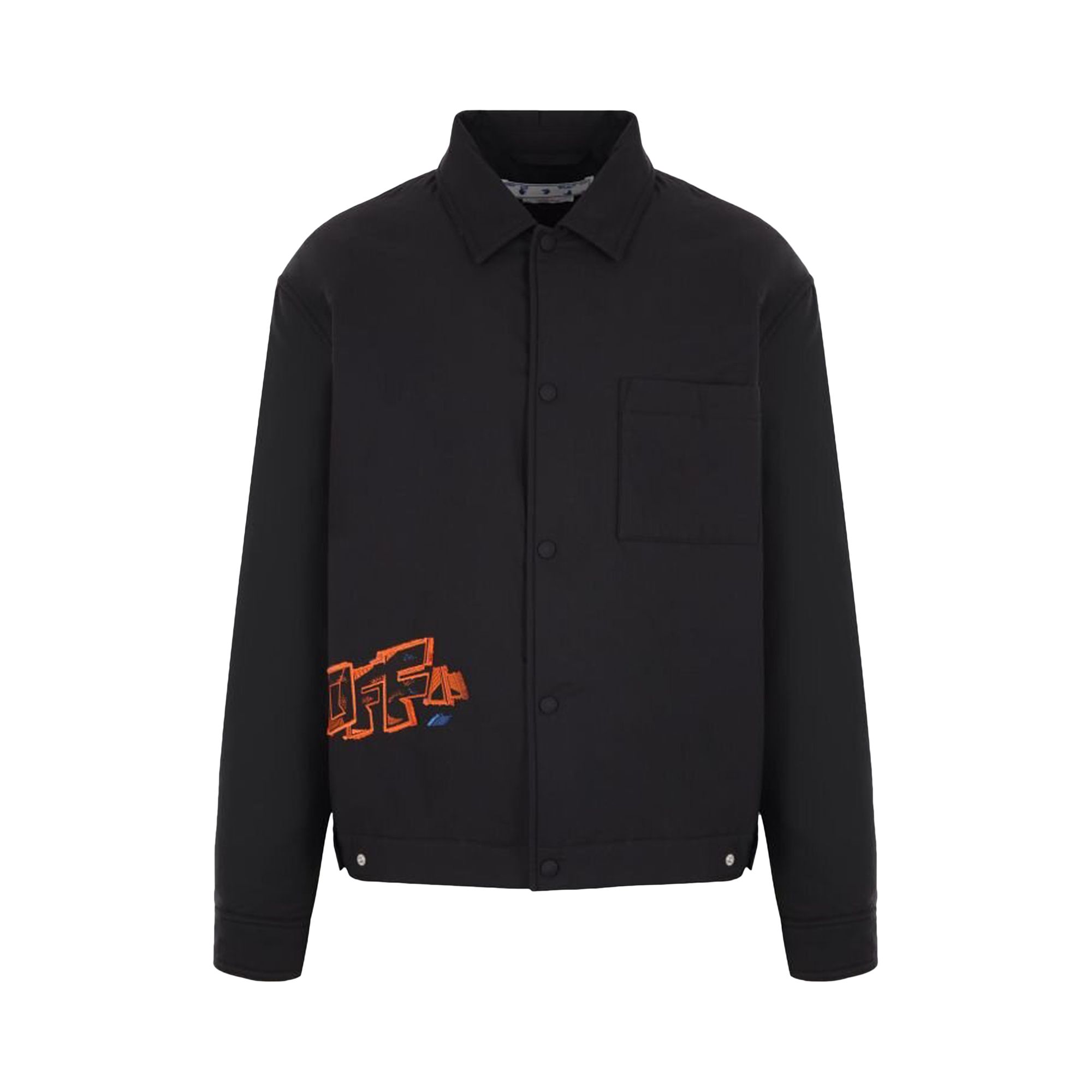 Pre-owned Off-white Graffiti Overshirt Jacket 'black/fluorescent Orange' | Men's Size Xl