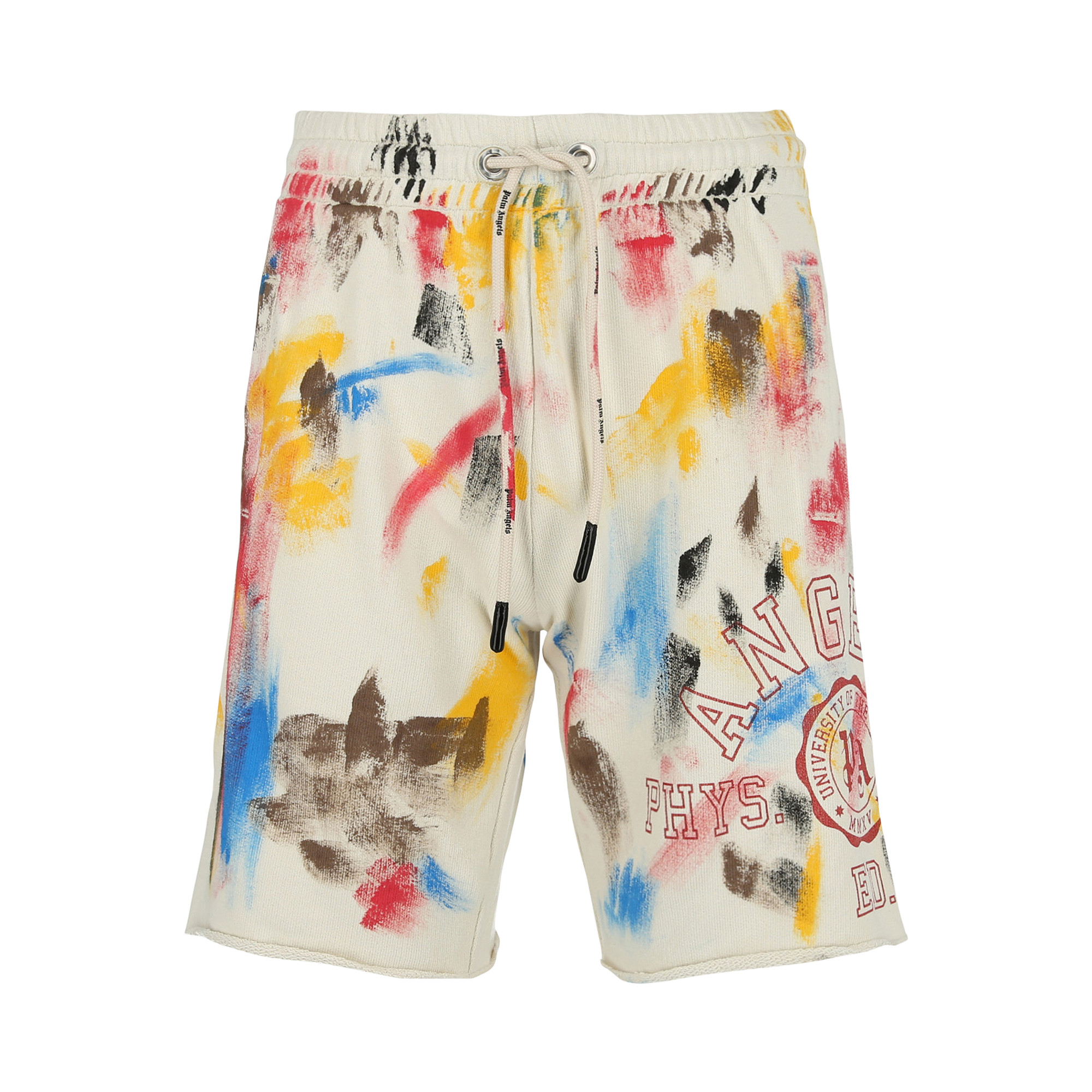 Pre-owned Palm Angels Painted College Sweatshorts 'off White/red'