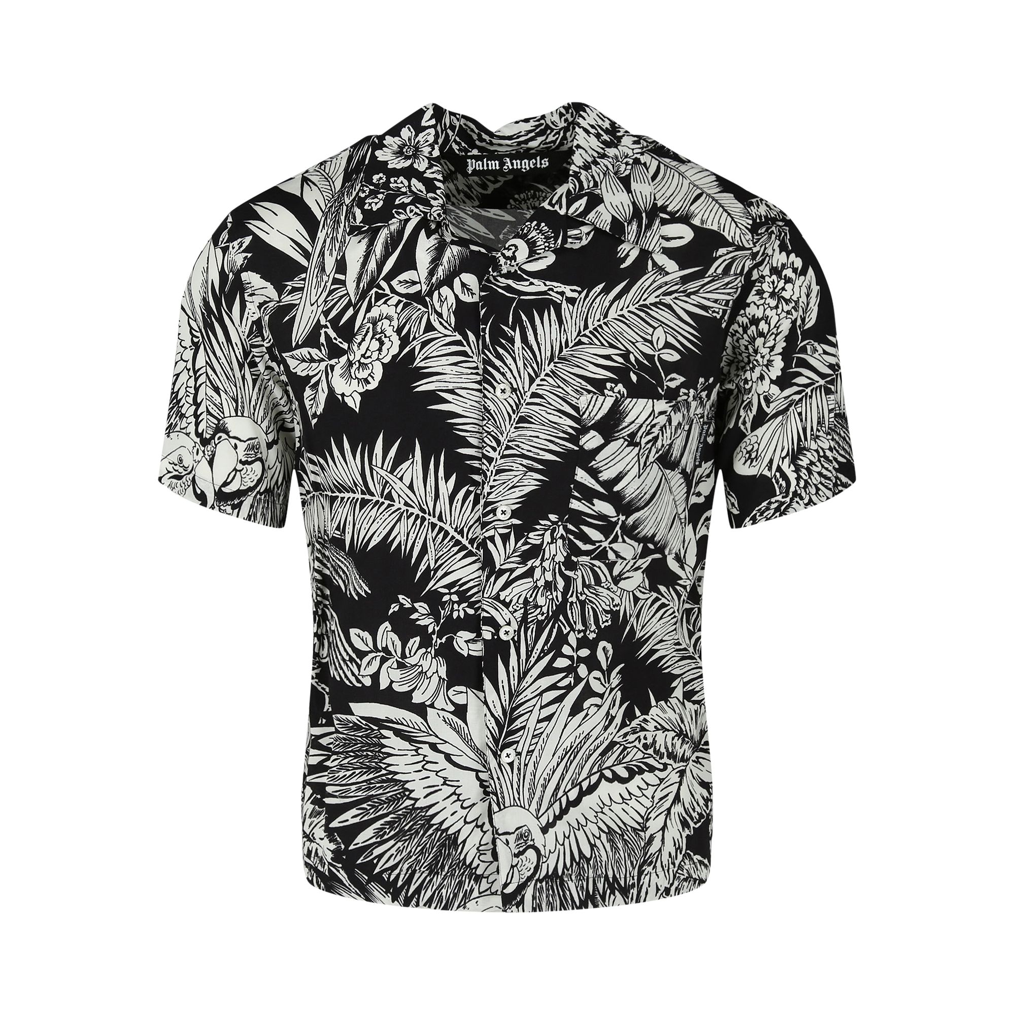 Palm Angels Jungle Parrots Bowling Shirt 'Black/White' | Men's Size 48