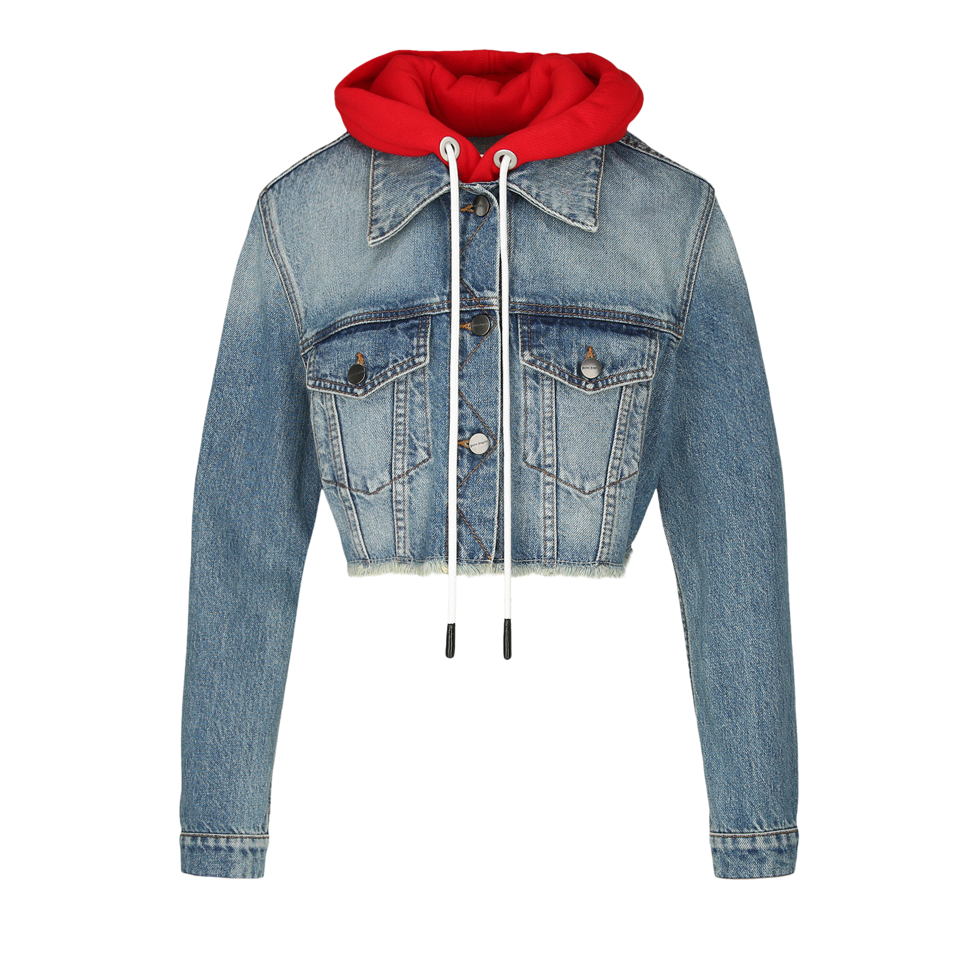 Pre-owned Palm Angels Hooded Denim Jacket 'blue/red'