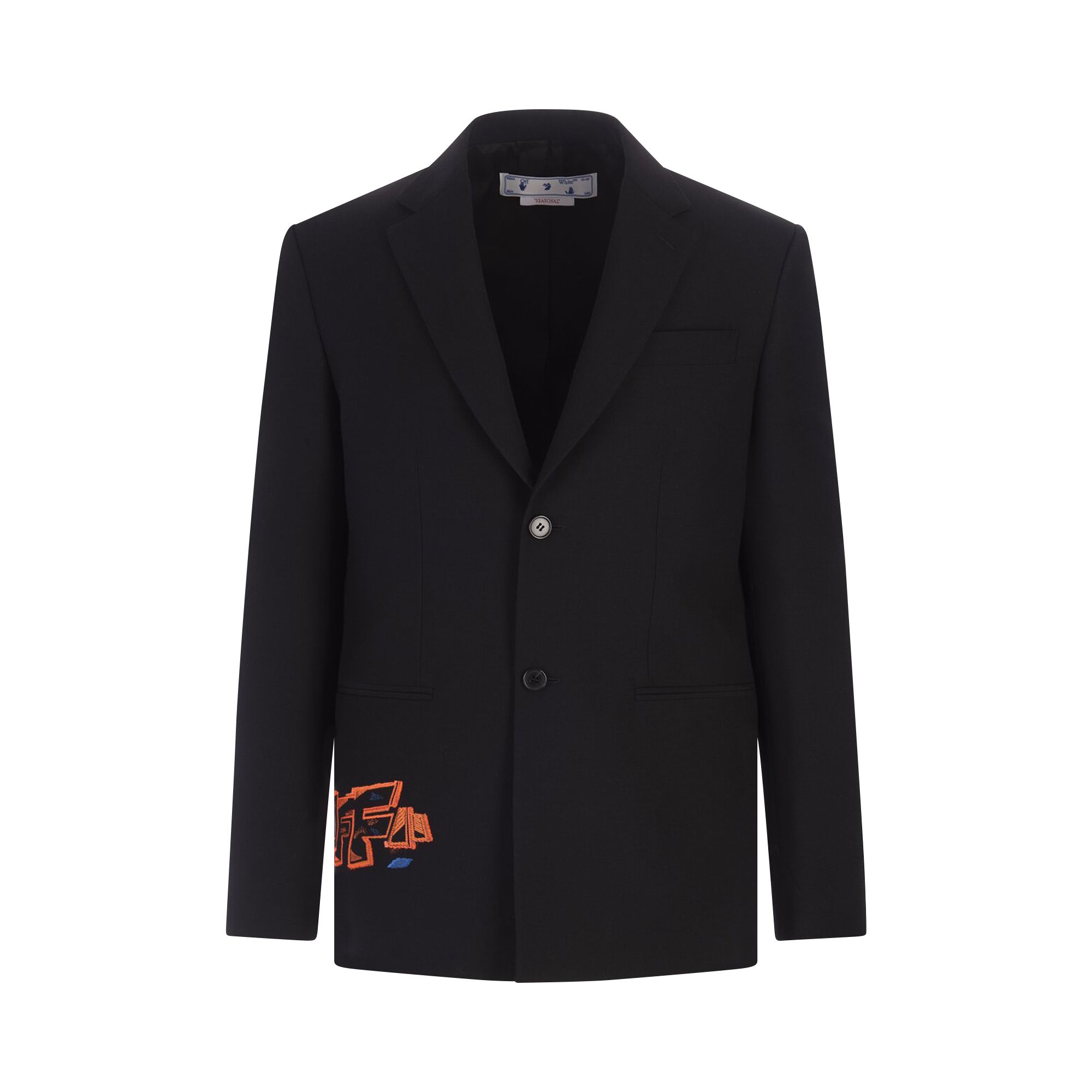 Pre-owned Off-white Graffiti Strap Single Breasted Blazer 'black/fluorescent Orange' | Men's Size 48