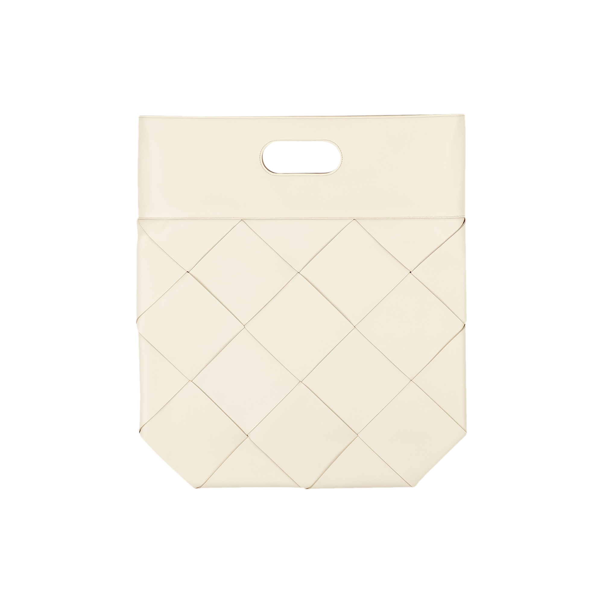 Pre-owned Bottega Veneta Leather Woven Slip Small Tote Bag 'ivory' In Cream