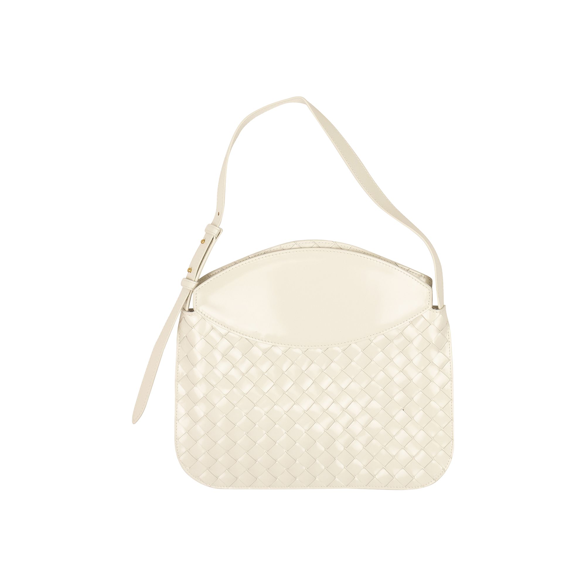 Pre-owned Bottega Veneta Leather Flap Shoulder Bag 'white' | Women's Size Onesize