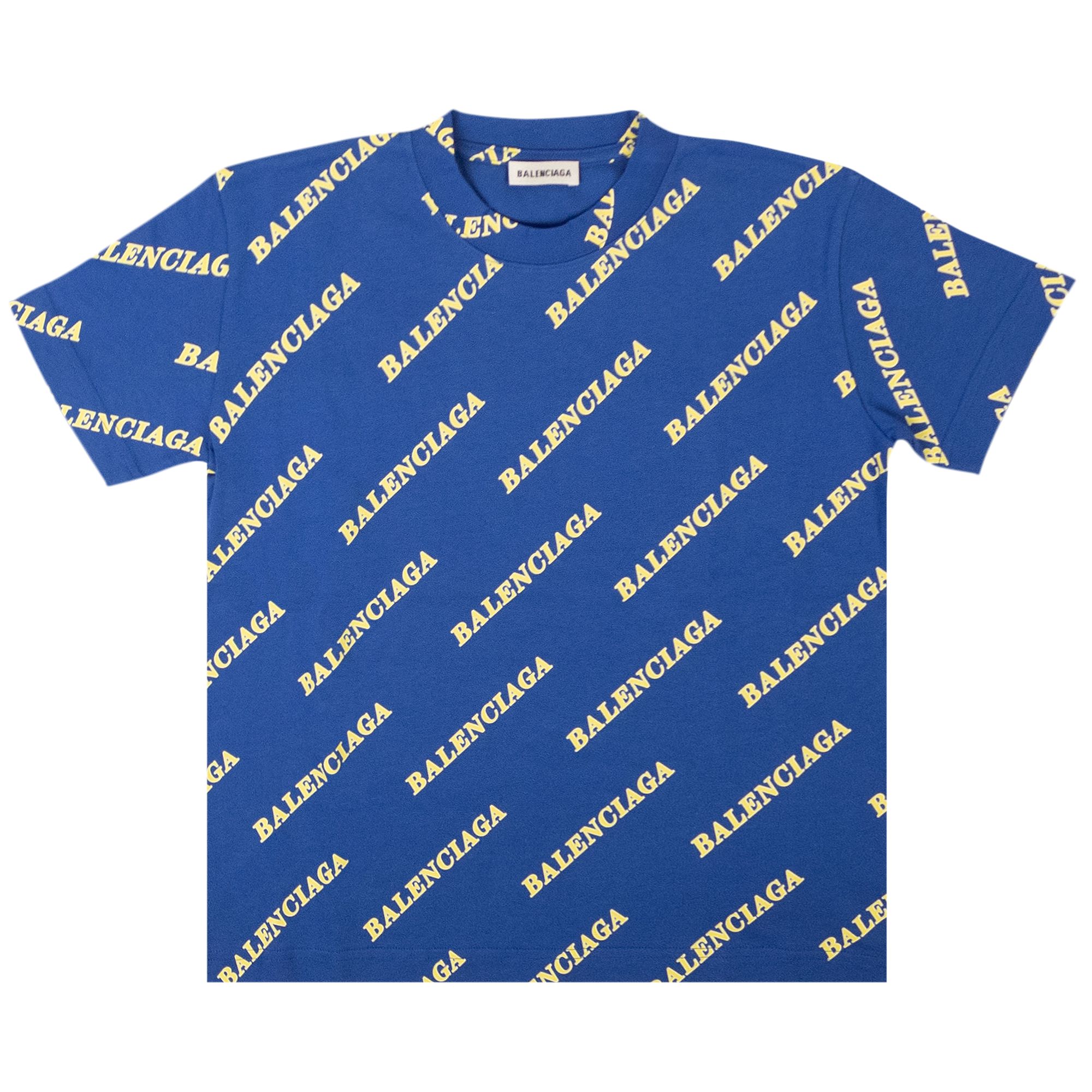 Pre-owned Balenciaga All Over Logo Sporty T-shirt 'blue' | Men's Size M
