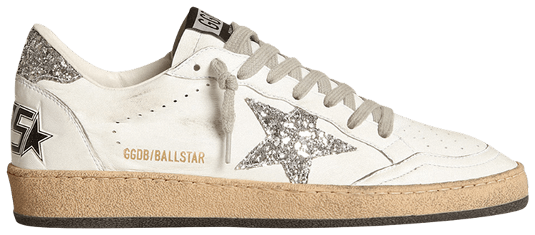 Golden Goose Wmns Ballstar White Silver Glitter