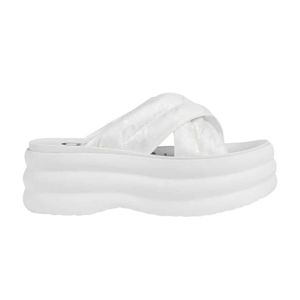 Pre-owned Gucci Wmns Gg Platform Slide 'white'
