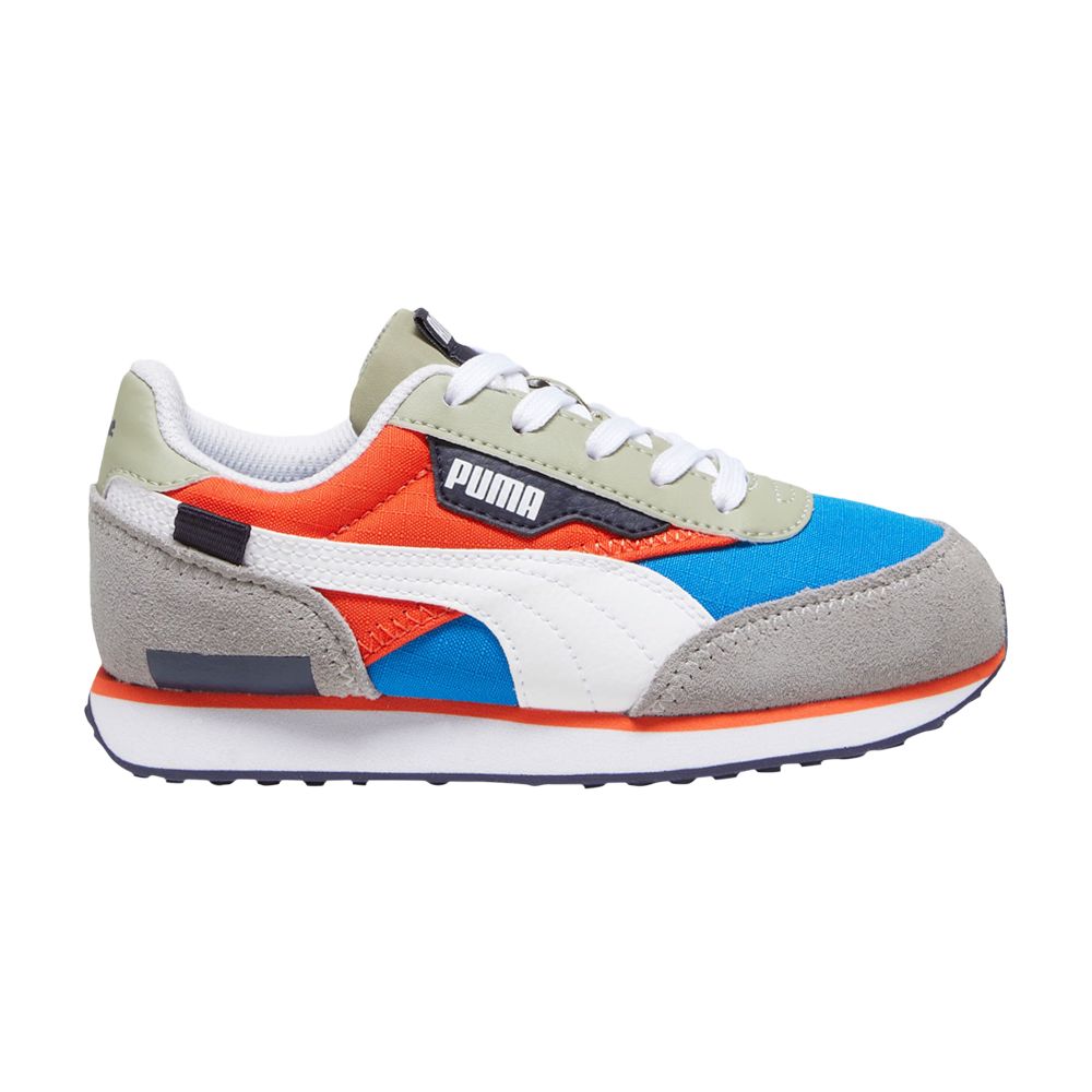 Pre-owned Puma Future Rider Play On Little Kid 'racing Blue Hot Heat' | Kid's Size 2.5