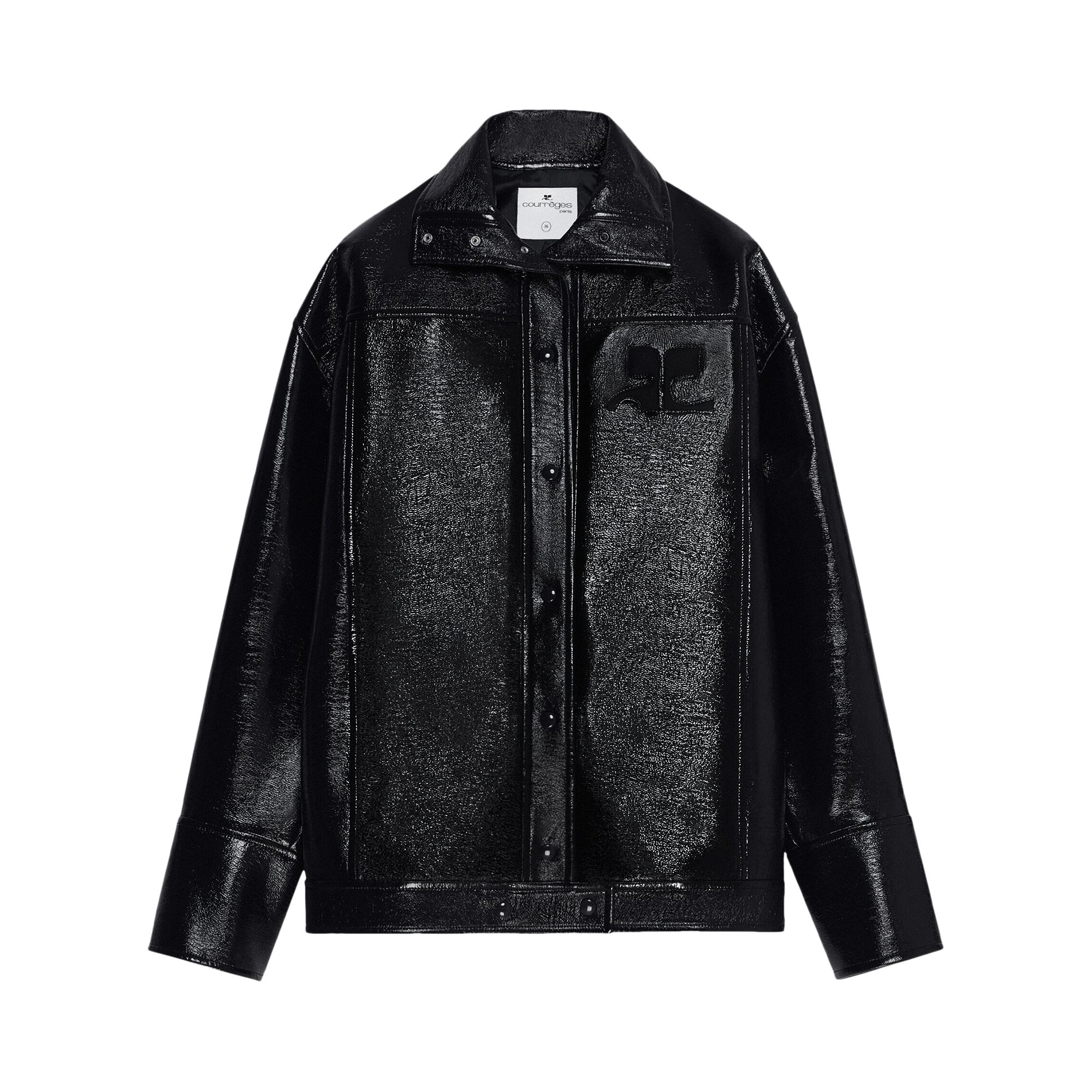 Pre-owned Courrèges Women's Iconic Oversized Vinyl Jacket 'black' | Women's Size 34