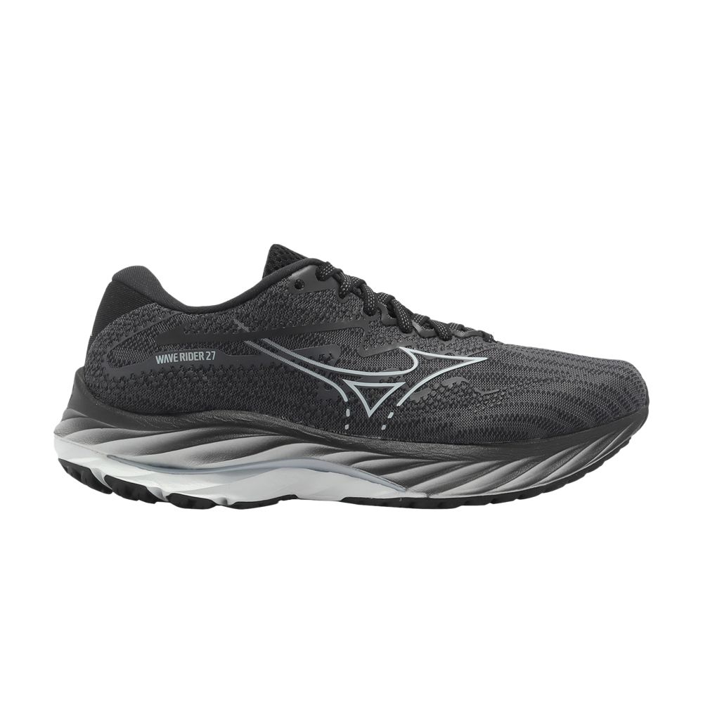 Pre-owned Mizuno Wmns Wave Rider 27 Ssw 'ebony Illusion Blue' In Black