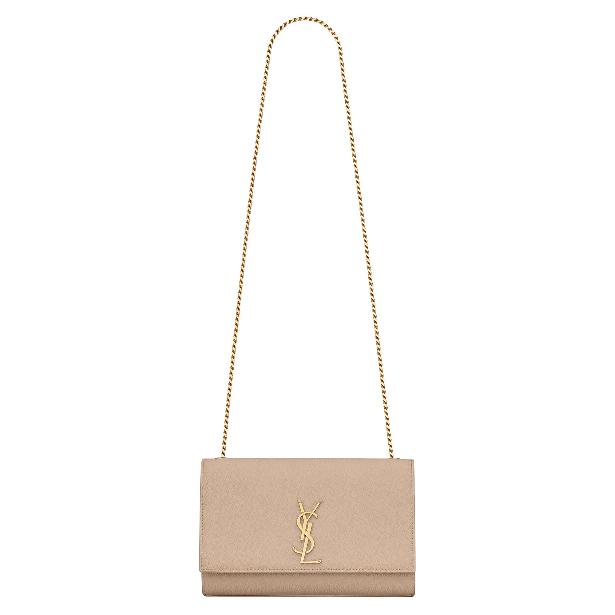 Pre-owned Saint Laurent Kate Medium Chain Bag 'dark Beige' In Tan