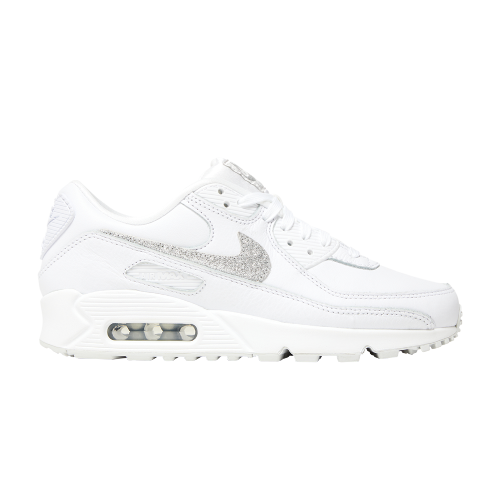 Pre-owned Nike Wmns Air Max 90 Se 'silver Glitter Swoosh' In White
