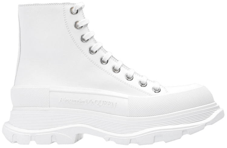 Alexander McQueen Wmns Tread Slick Boot White Silver