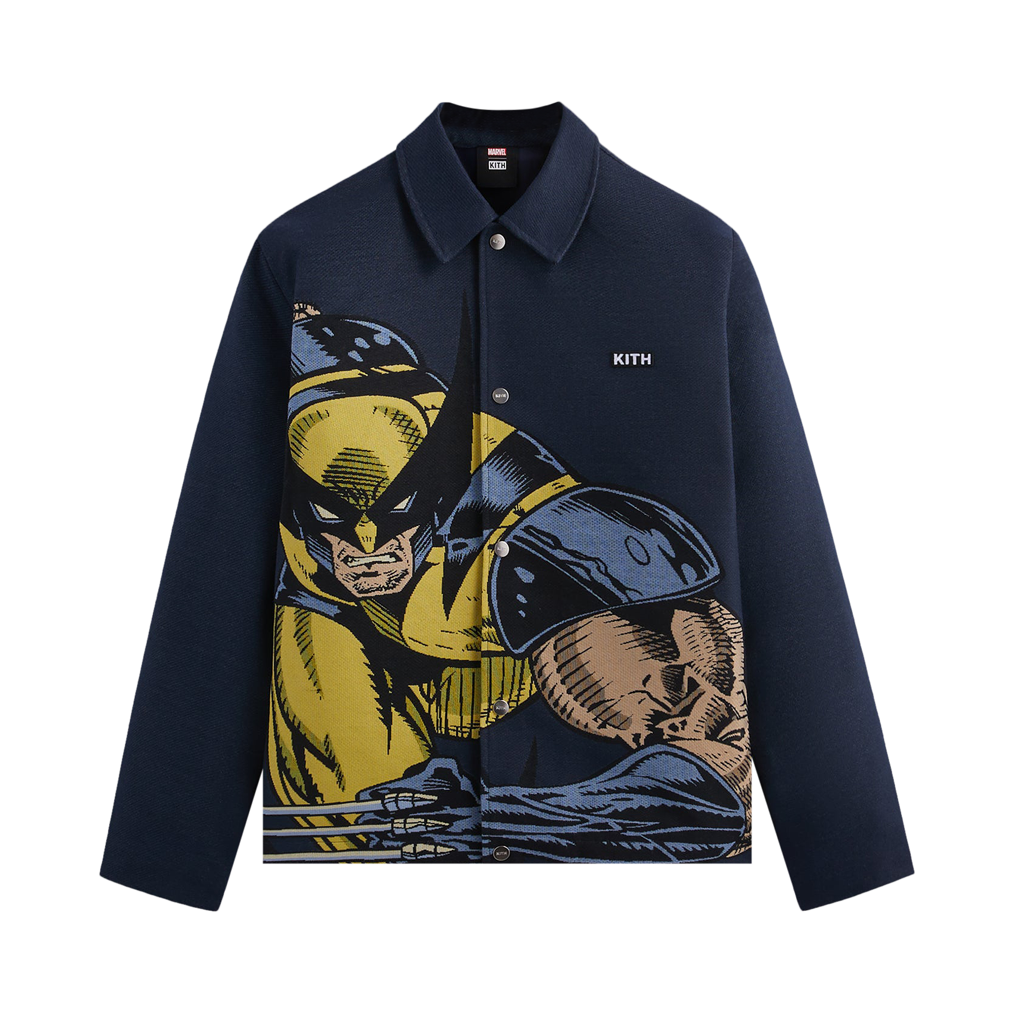 Pre-owned Kith For X-men Wolverine Tapestry Coaches Jacket 'nocturnal' In Blue
