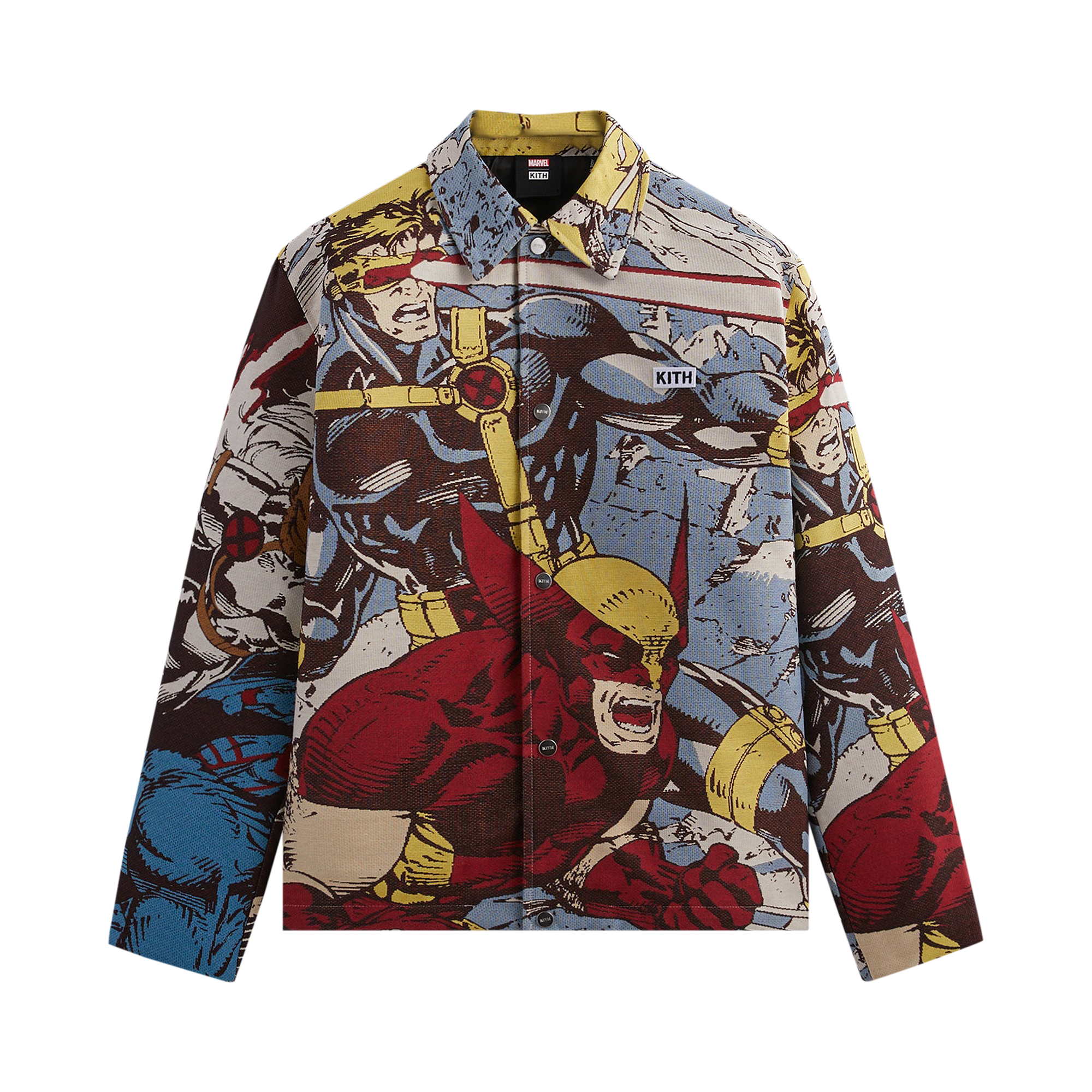 Pre-owned Kith For X-men Tapestry Coaches Jacket 'black' In Multi-color