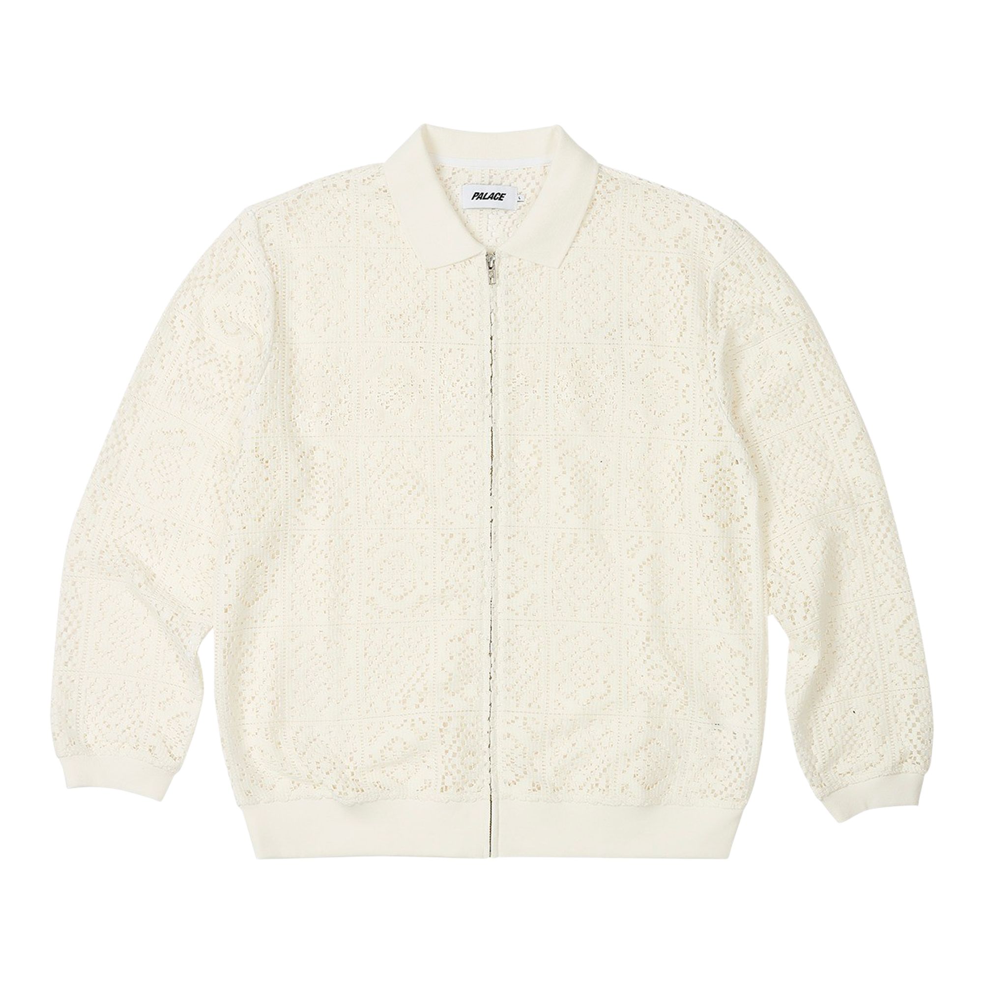 Pre-owned Palace Crochet Zip Long-sleeve Polo 'white' | Men's Size Xl