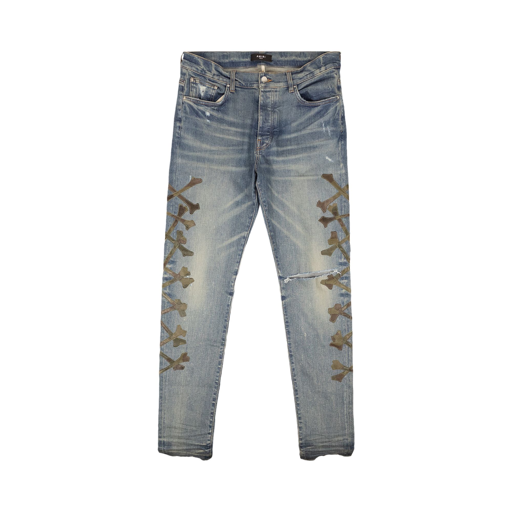Pre-owned Amiri Camo Bones Jean 'indigo' | Blue | Men's Size 31