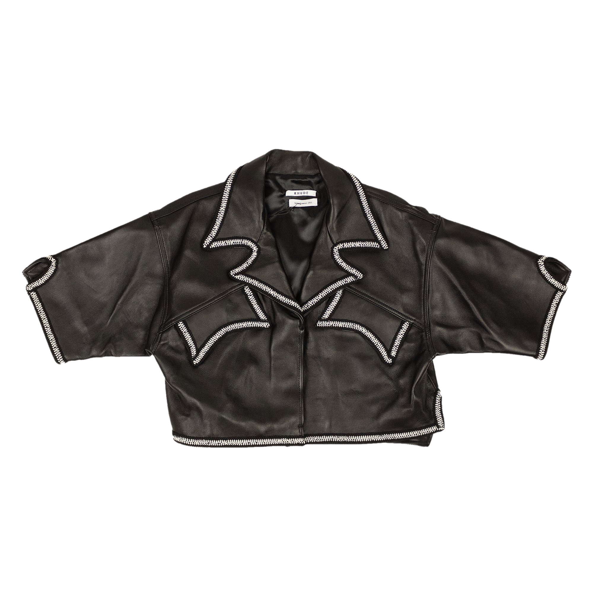 Pre-owned Rhude Lace Trim Leather Shirt 'black'