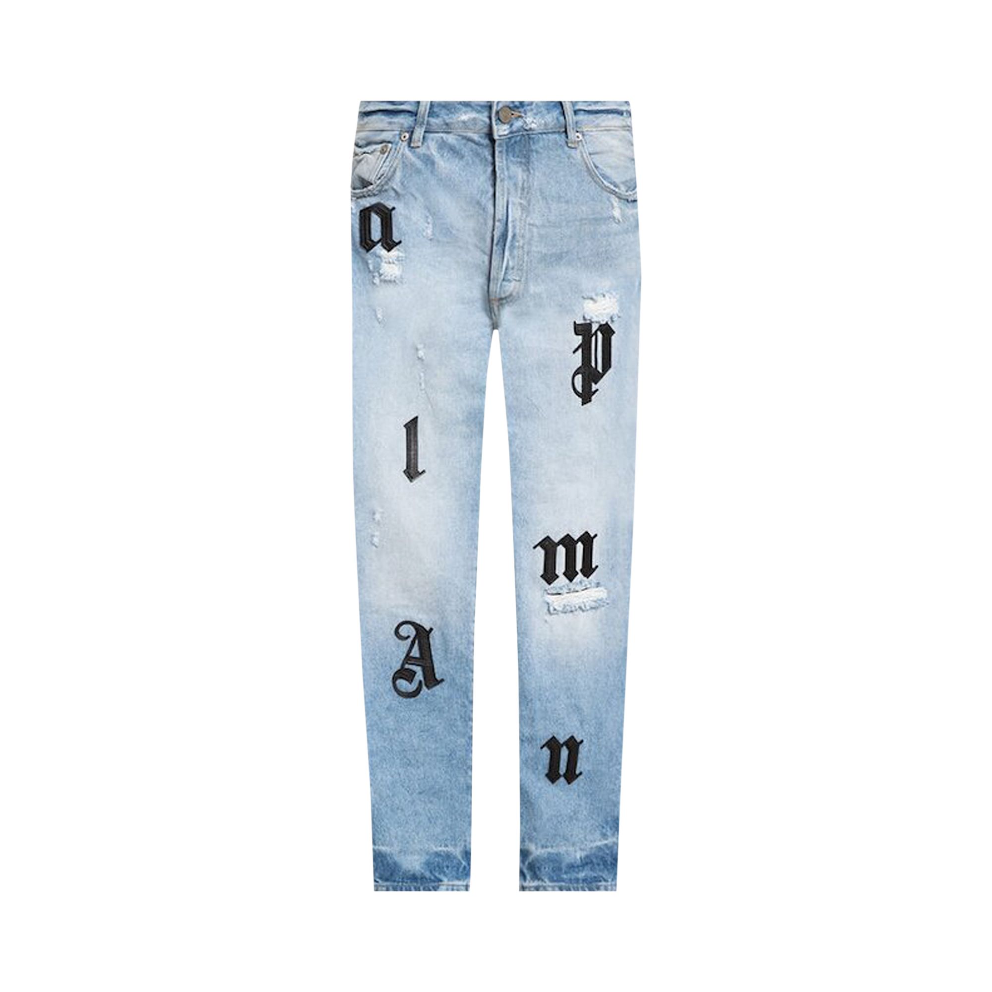 Palm Angels Logo Patches Jeans 'Light Blue' | Men's Size 30