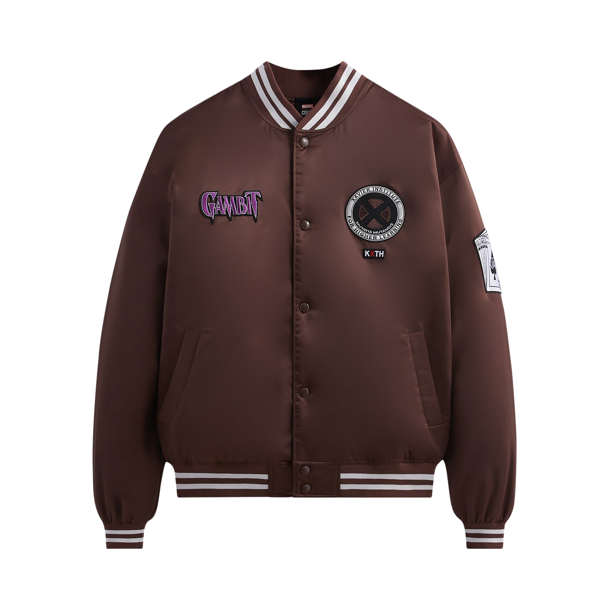 Pre-owned Kith For X-men Gambit Satin Bomber Jacket 'force' In Brown