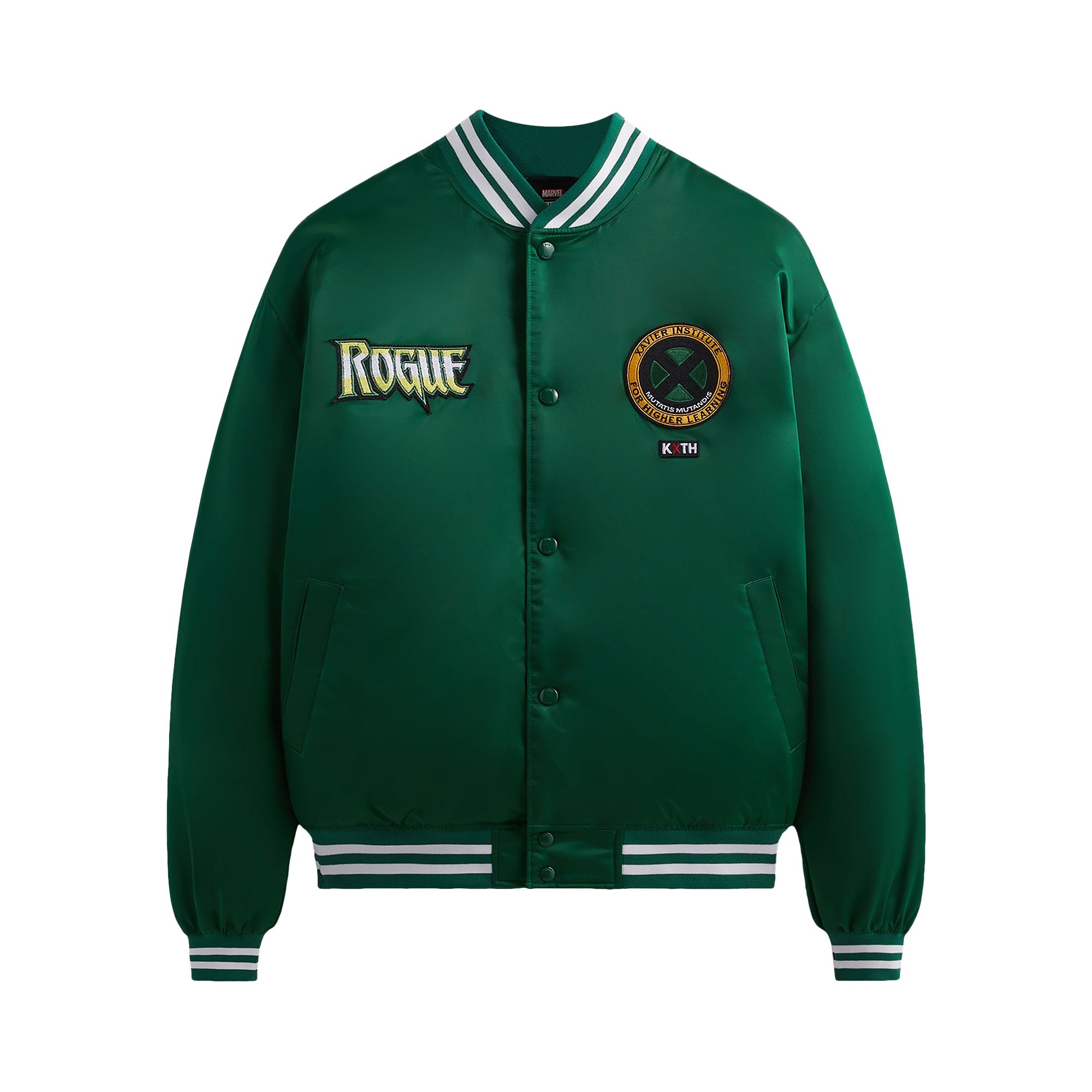 Pre-owned Kith For X-men Gambit Satin Bomber Jacket 'conifer' In Green