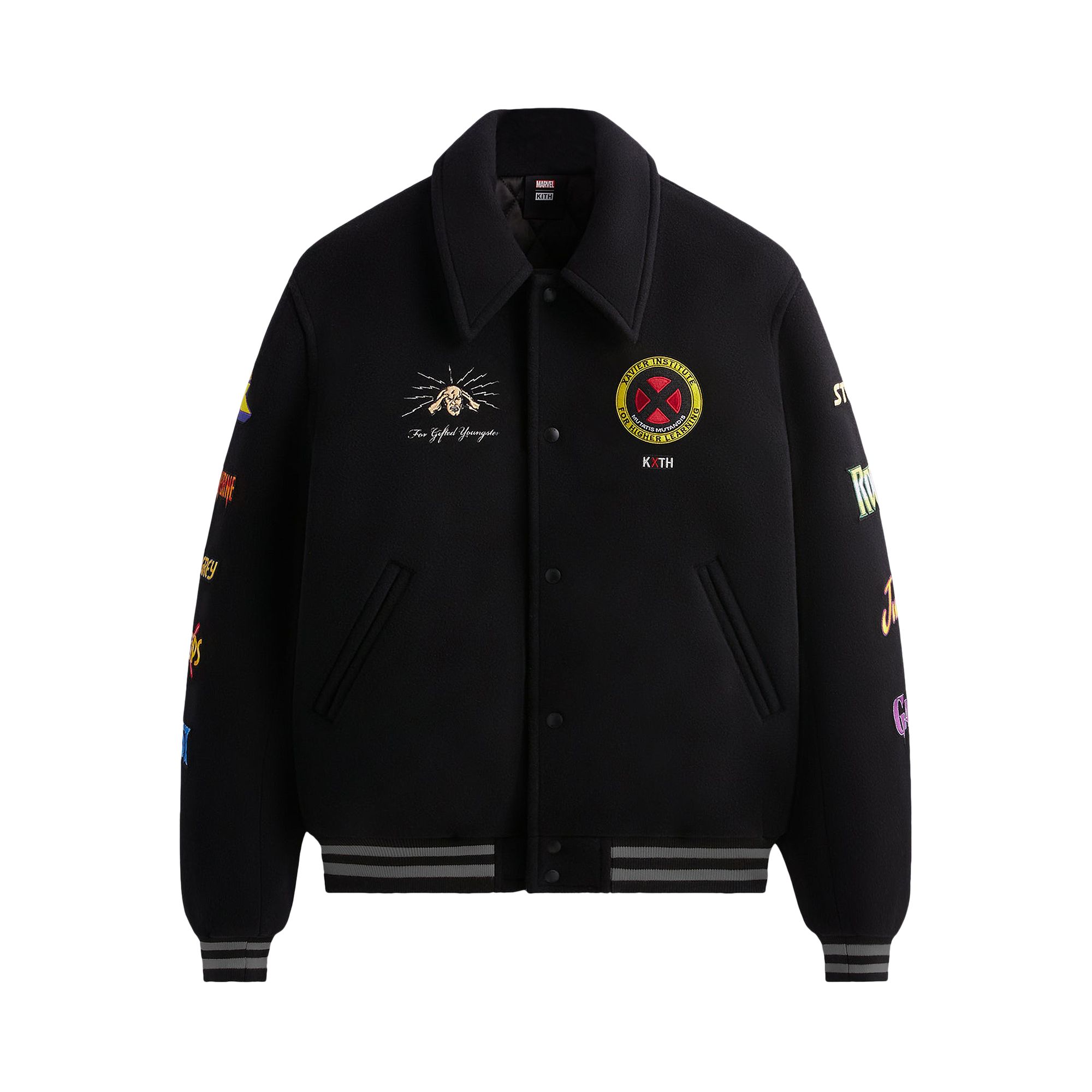 Pre-owned Kith For X-men Wool Varsity Jacket 'black' | Men's Size Xl