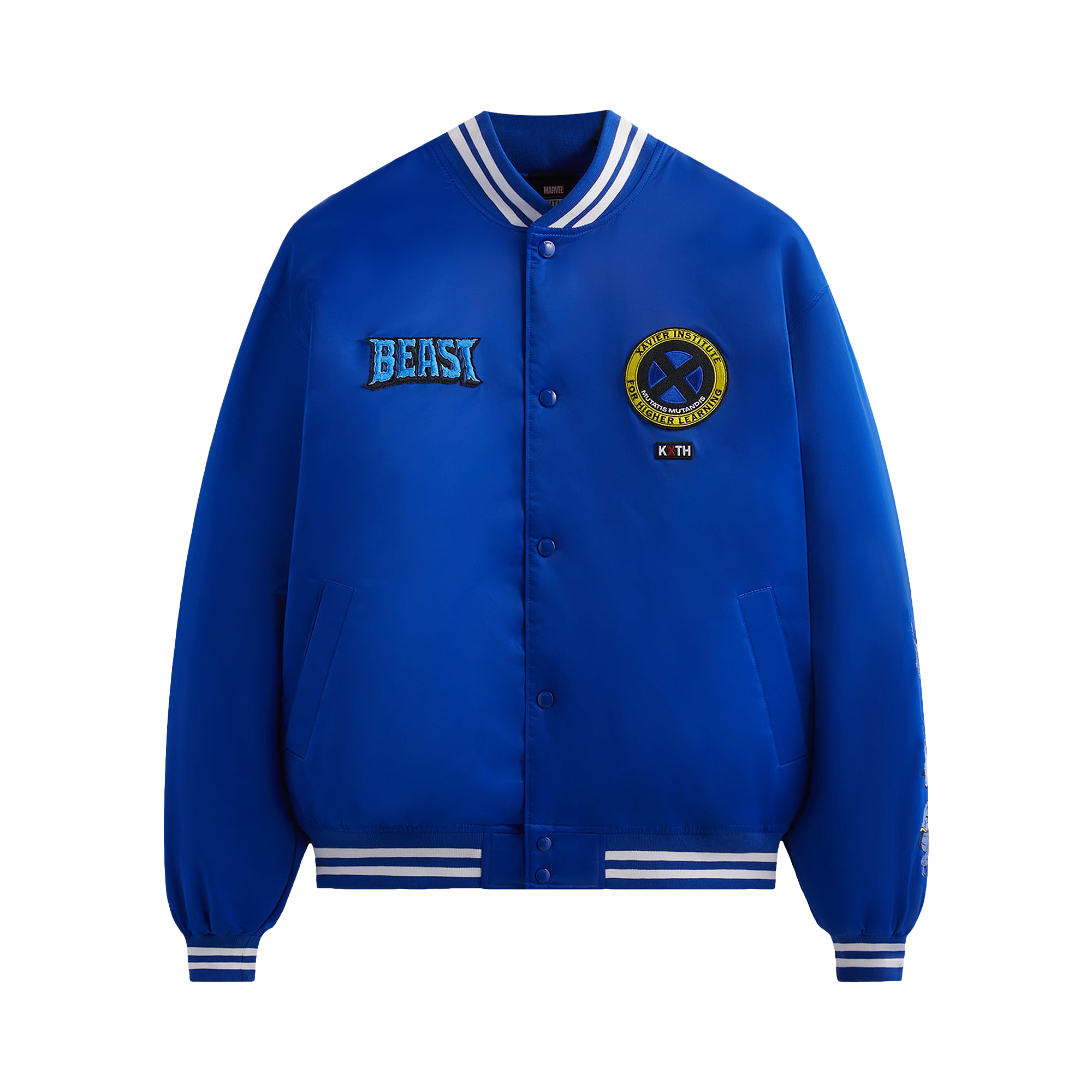 Pre-owned Kith For X-men Beast Satin Bomber Jacket 'cyclone' In Blue
