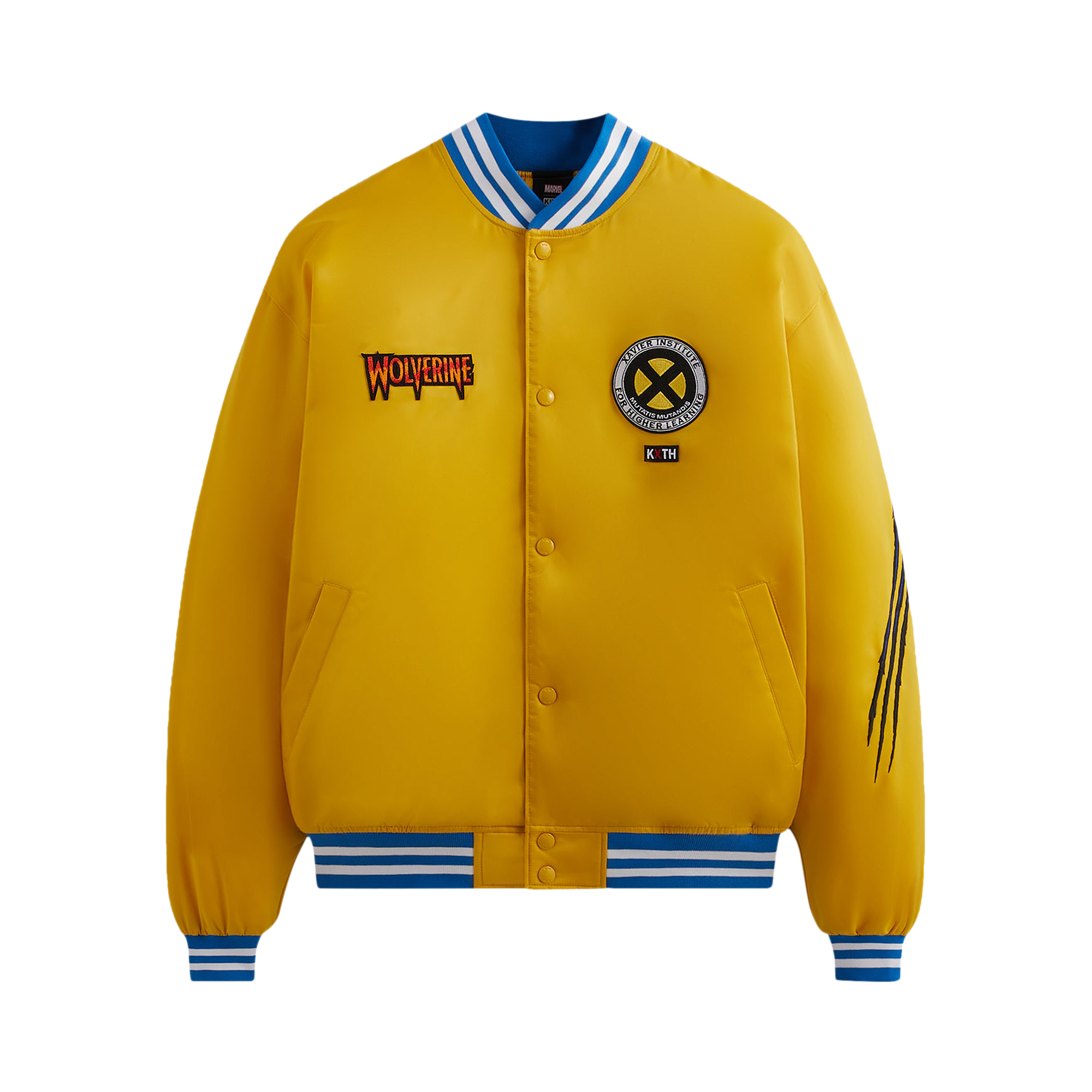 Pre-owned Kith For X-men Wolverine Satin Bomber Jacket 'power' In Yellow