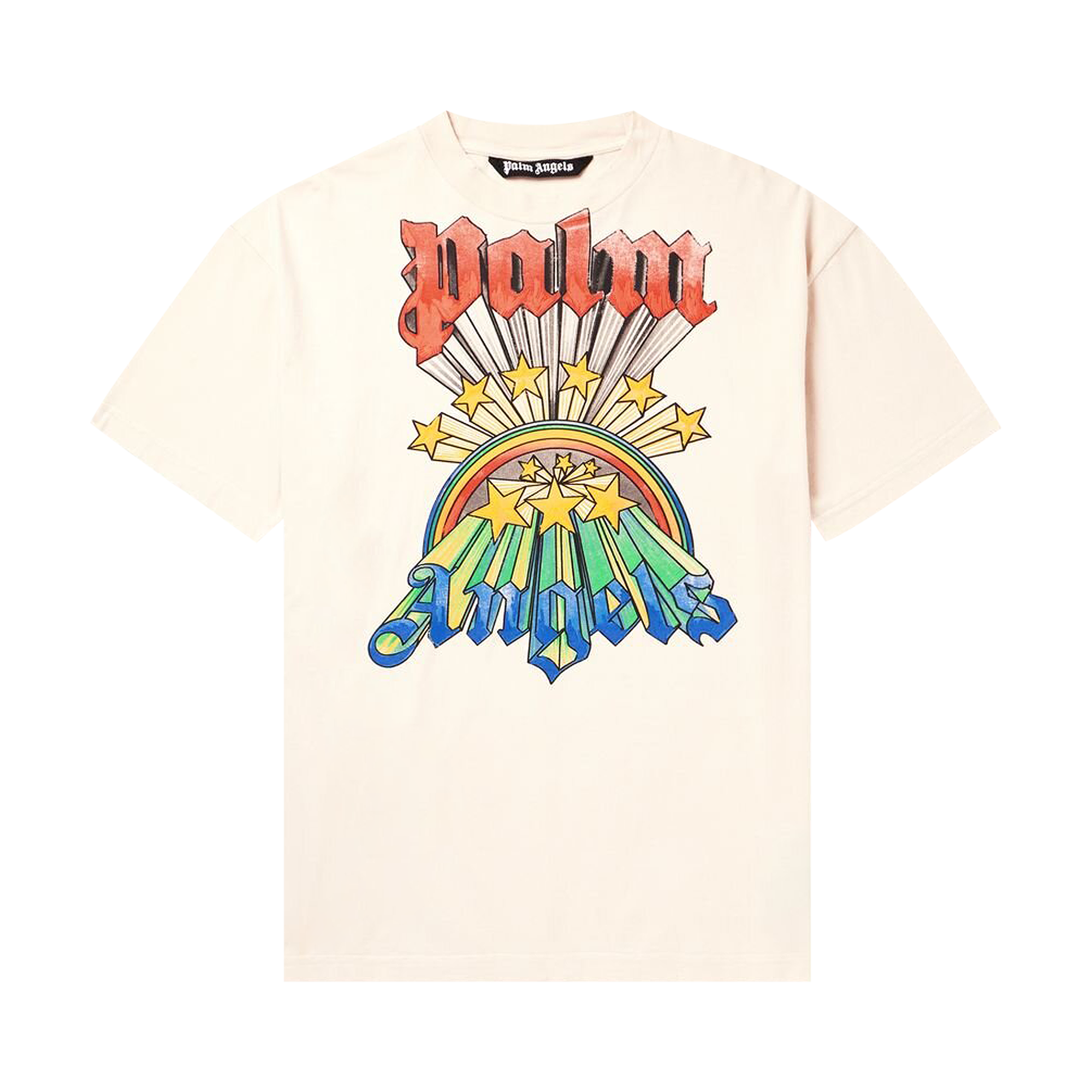 Pre-owned Palm Angels Rainbow Tee 'white/multicolor'