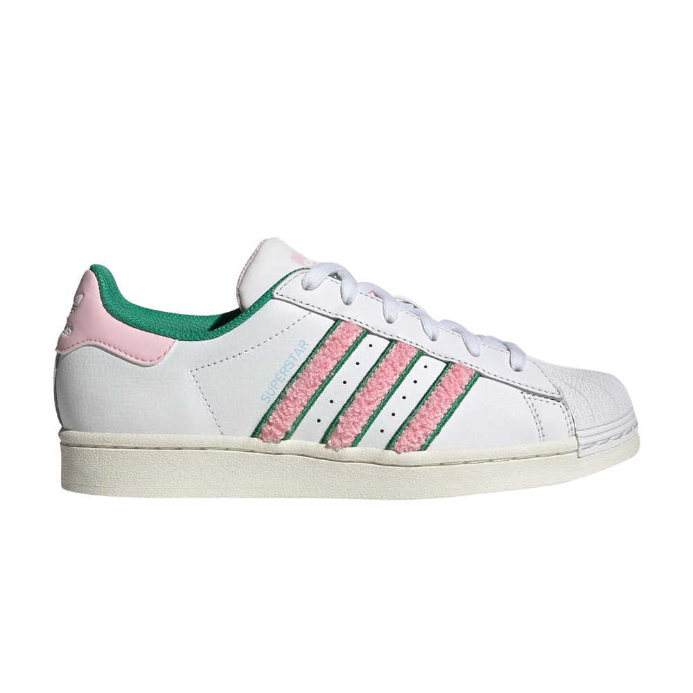 Pre-owned Adidas Originals Wmns Superstar 'white Pink Green Chenille'