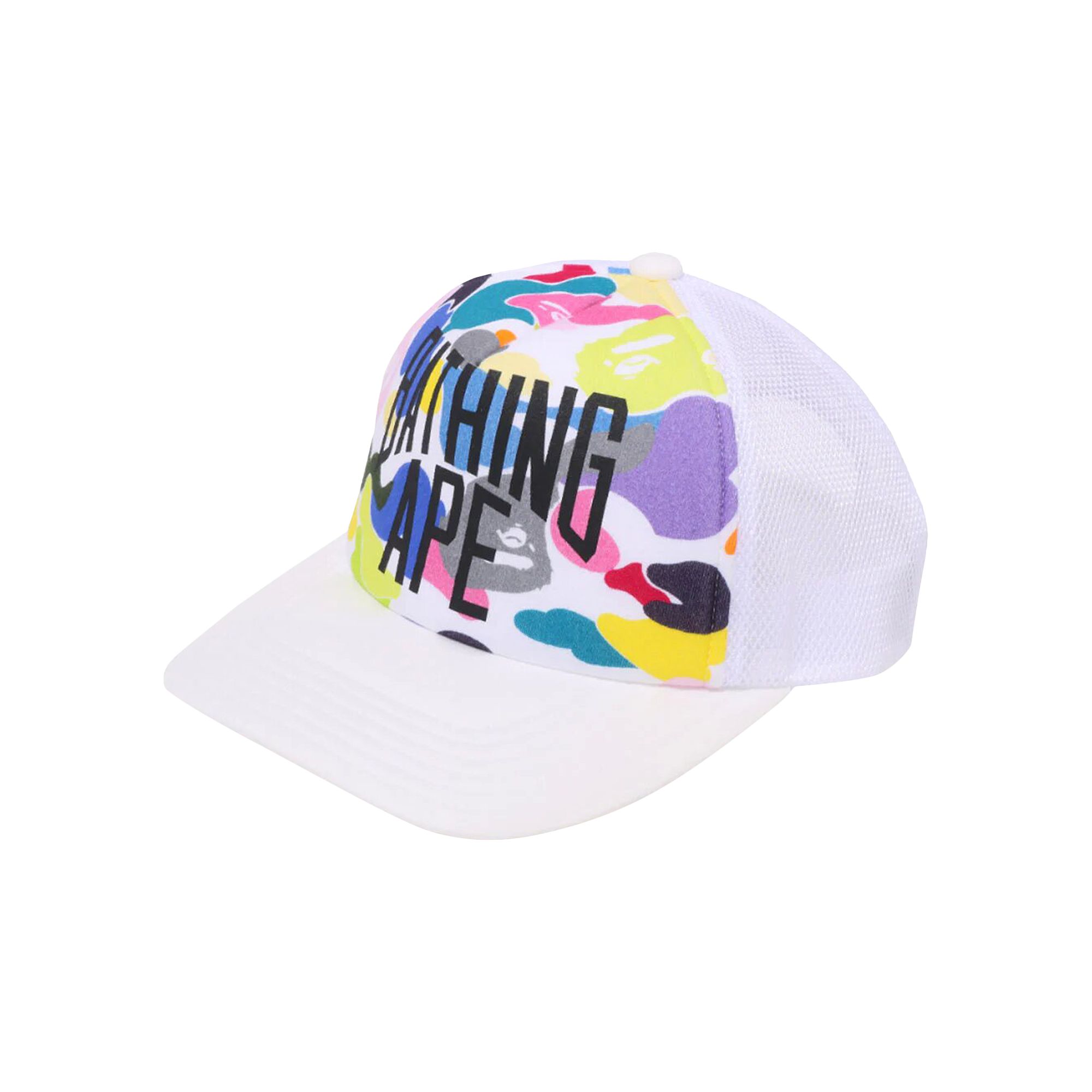 Pre-owned Bape Multi Camo Nyc Logo Mesh Cap 'white'