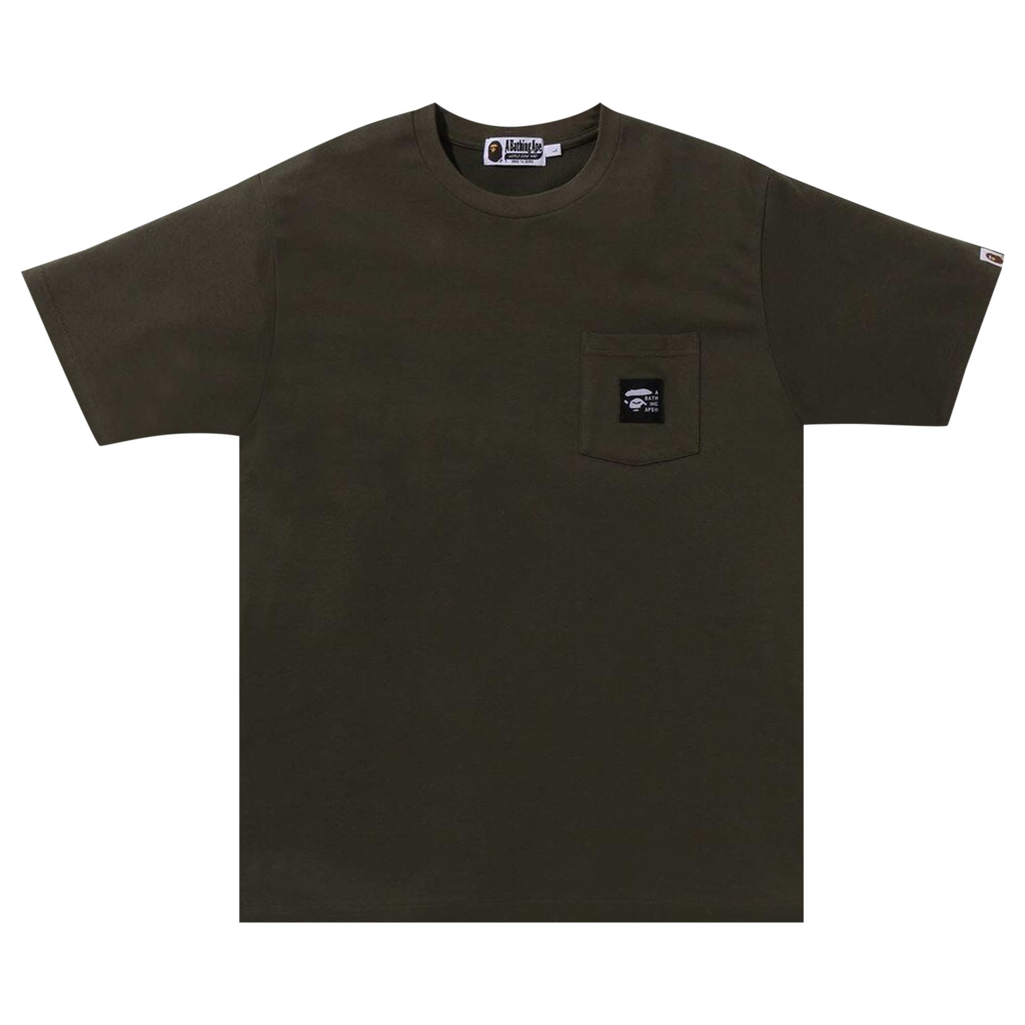 Pre-owned Bape A Bathing Ape Label Pocket Tee 'olive Drab' In Green